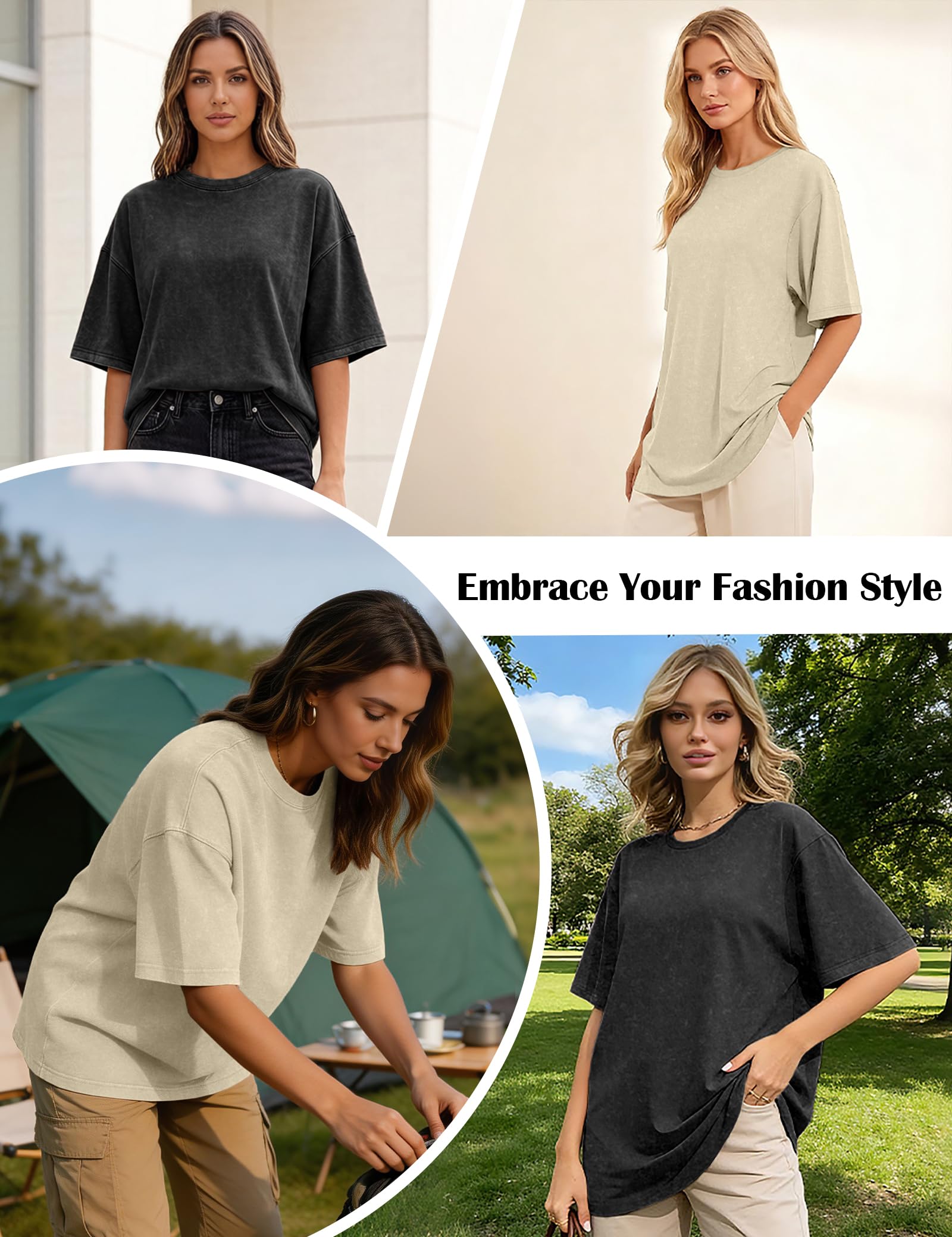 Siimcuzy 2/3/4 Pack Oversized Tshirts for Women Short Sleeves Workout Tops | Loose Fit, Crew Neck, Baggy, Summer, Casual, Gym, Plus Size, Plain, Tops, Fashion, Clothes, 2026