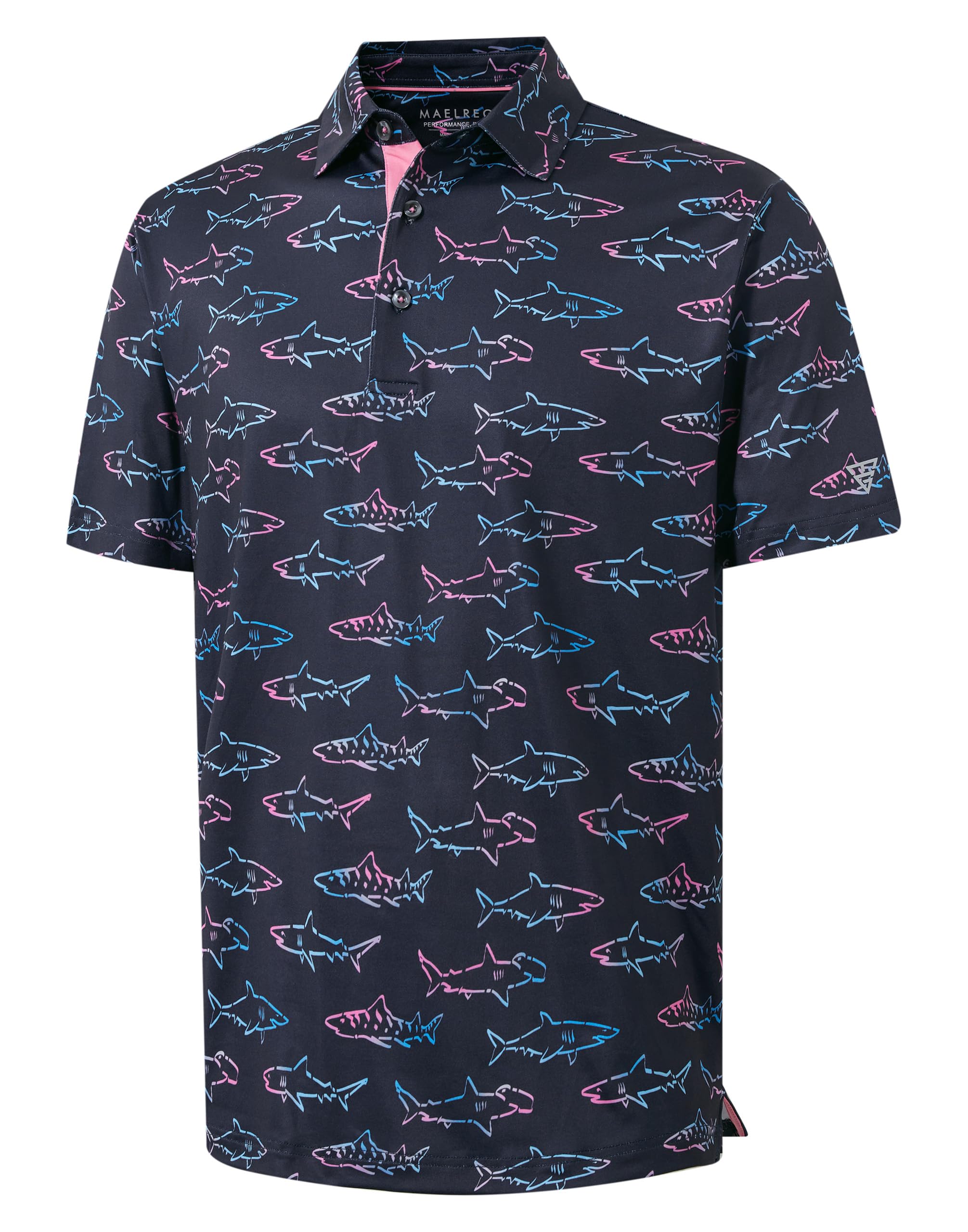 M MAELREG Mens Golf Shirt Print Performance Moisture Wicking Dry Fit Short Sleeve Casual Collared Polo Shirts for Men