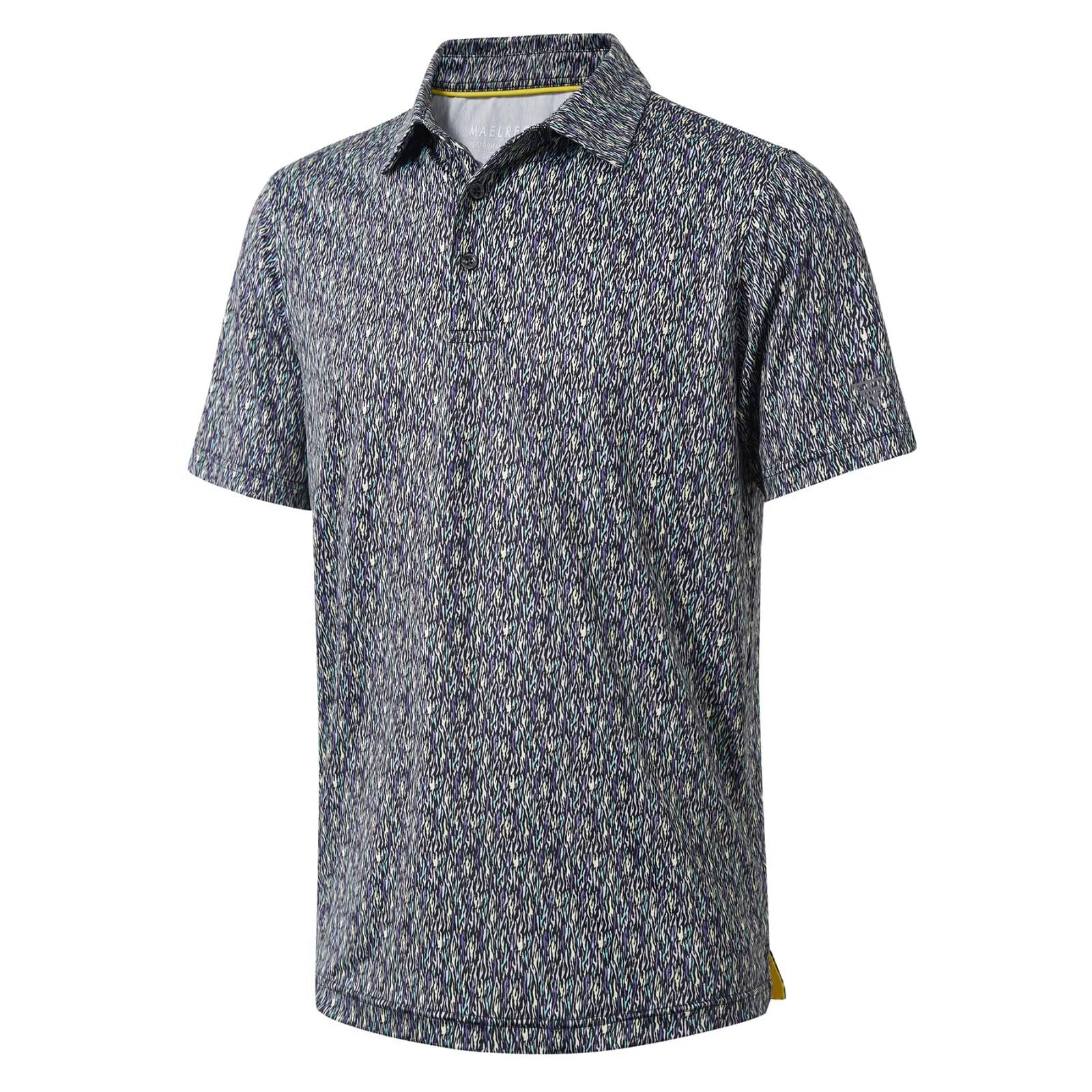 Golf Shirts for Men Dry Fit Short Sleeve Print Performance Moisture Wicking Polo Shirt
