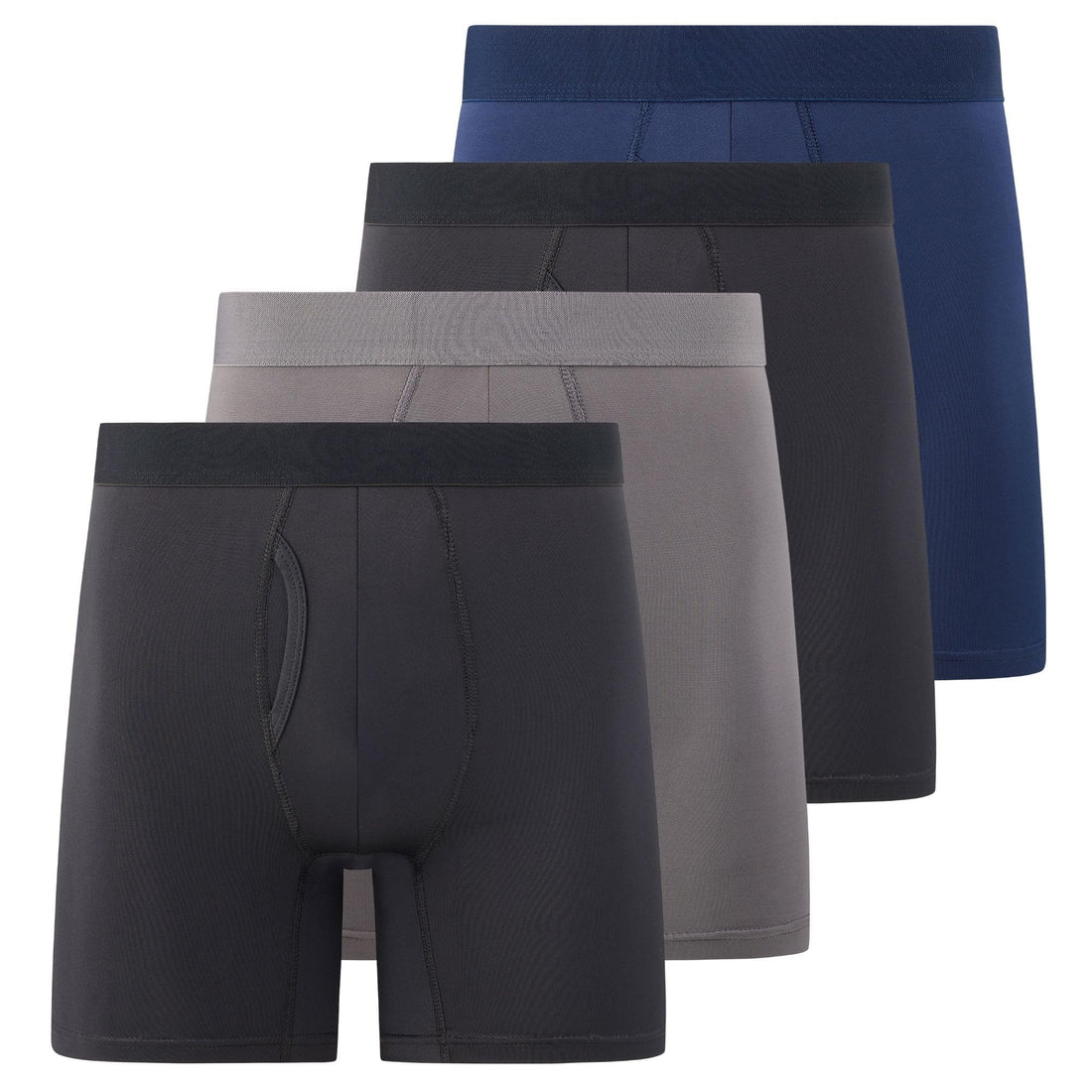 Mens Boxer Briefs, Pack of 4, Microfiber Moisture Wicking Tagless Underwear
