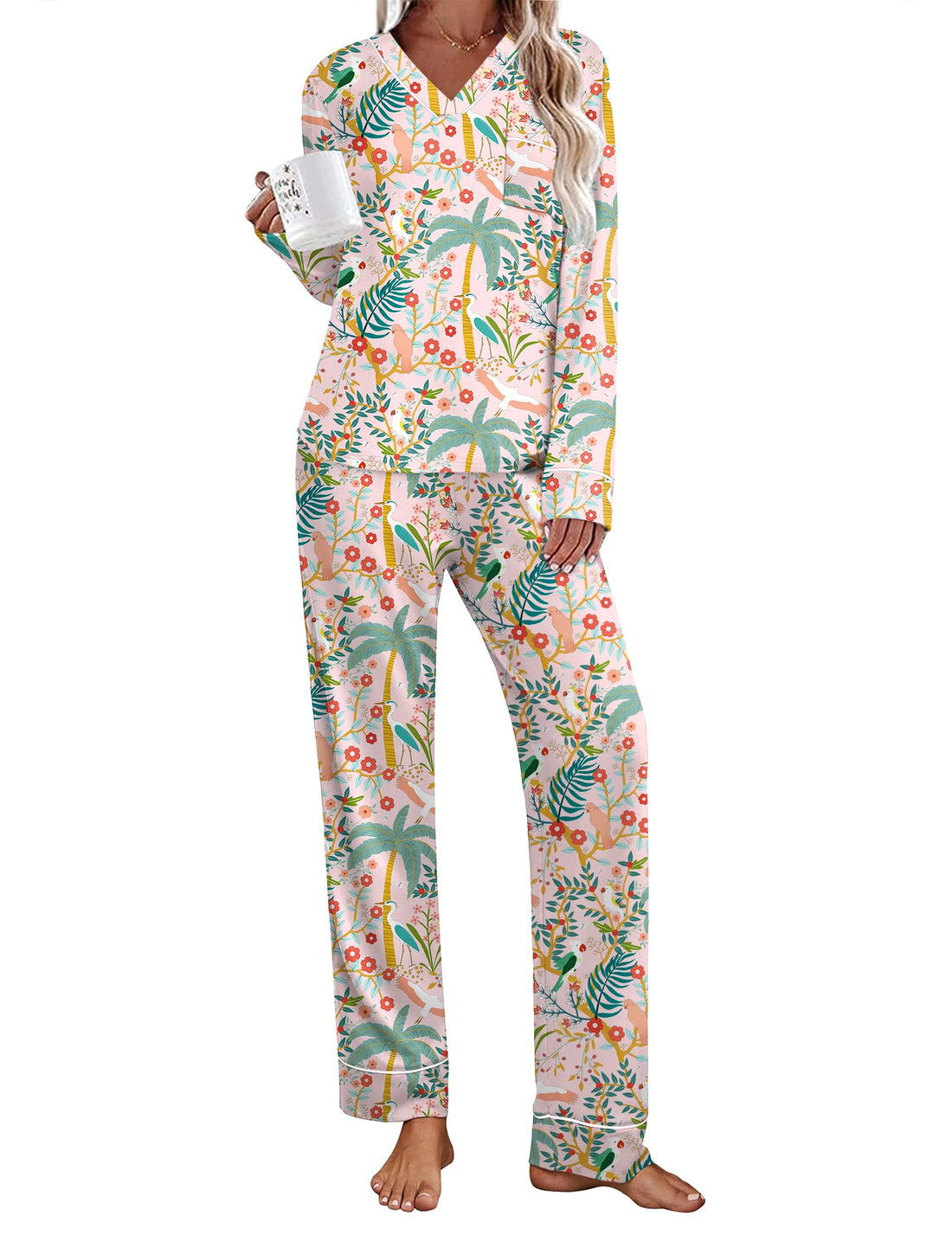 Ekouaer Womens Pajamas Sets 2 Piece PJs Long Sleeve Sleepwear Loungewear