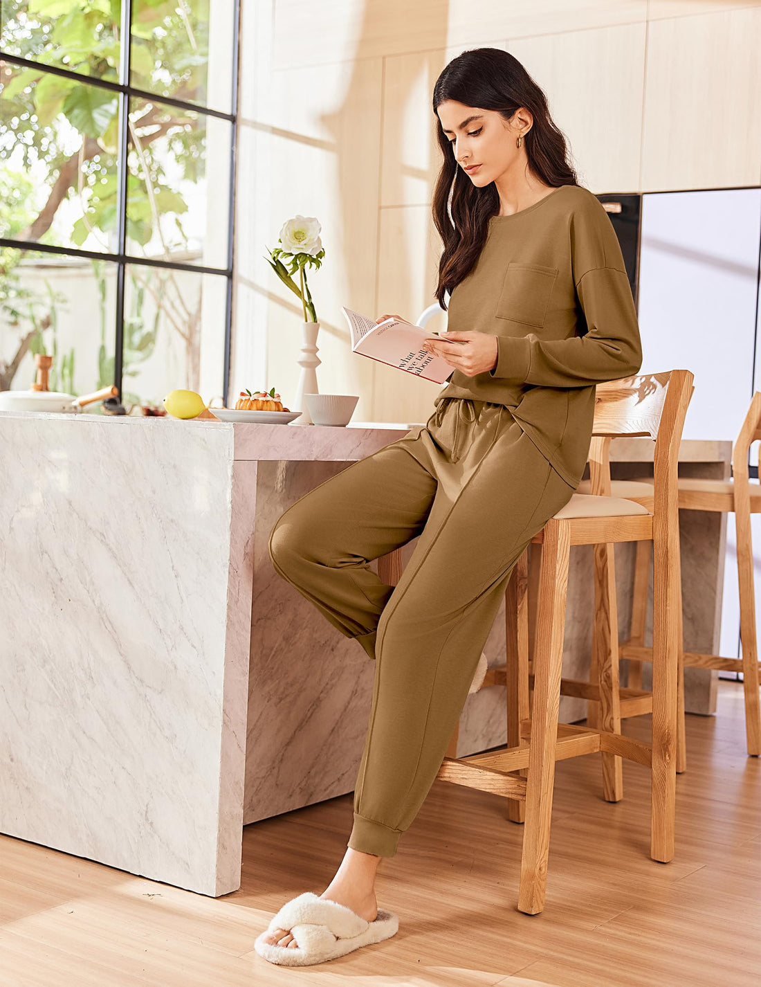 Ekouaer Lounge Sets for Women 2 Piece Jogger Pants Pajamas