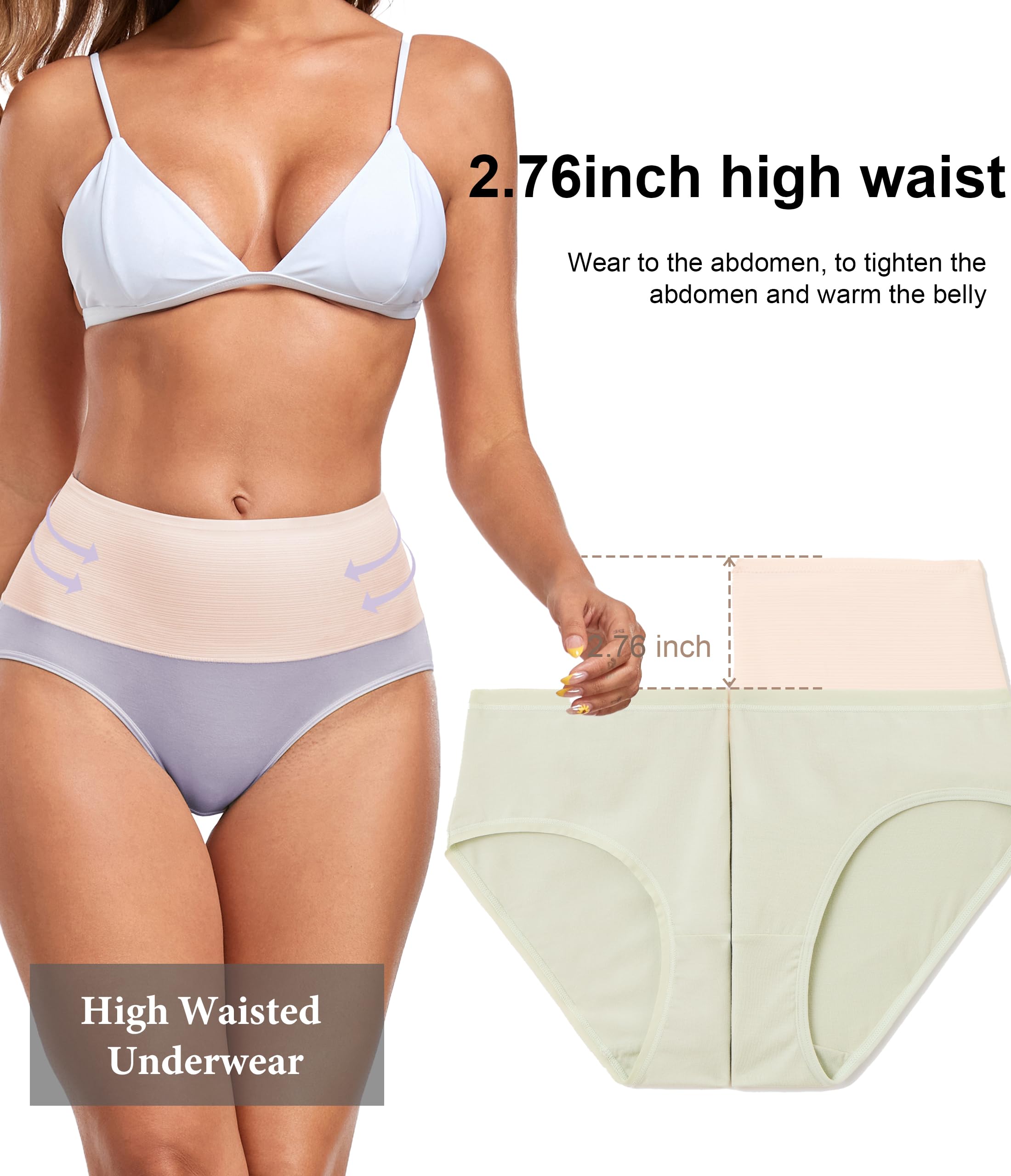 ANLIQI Women's Modal Underwear High Waisted Full Coverage Briefs Soft Stretch Breathable Ladies Hipster Panties Multipack