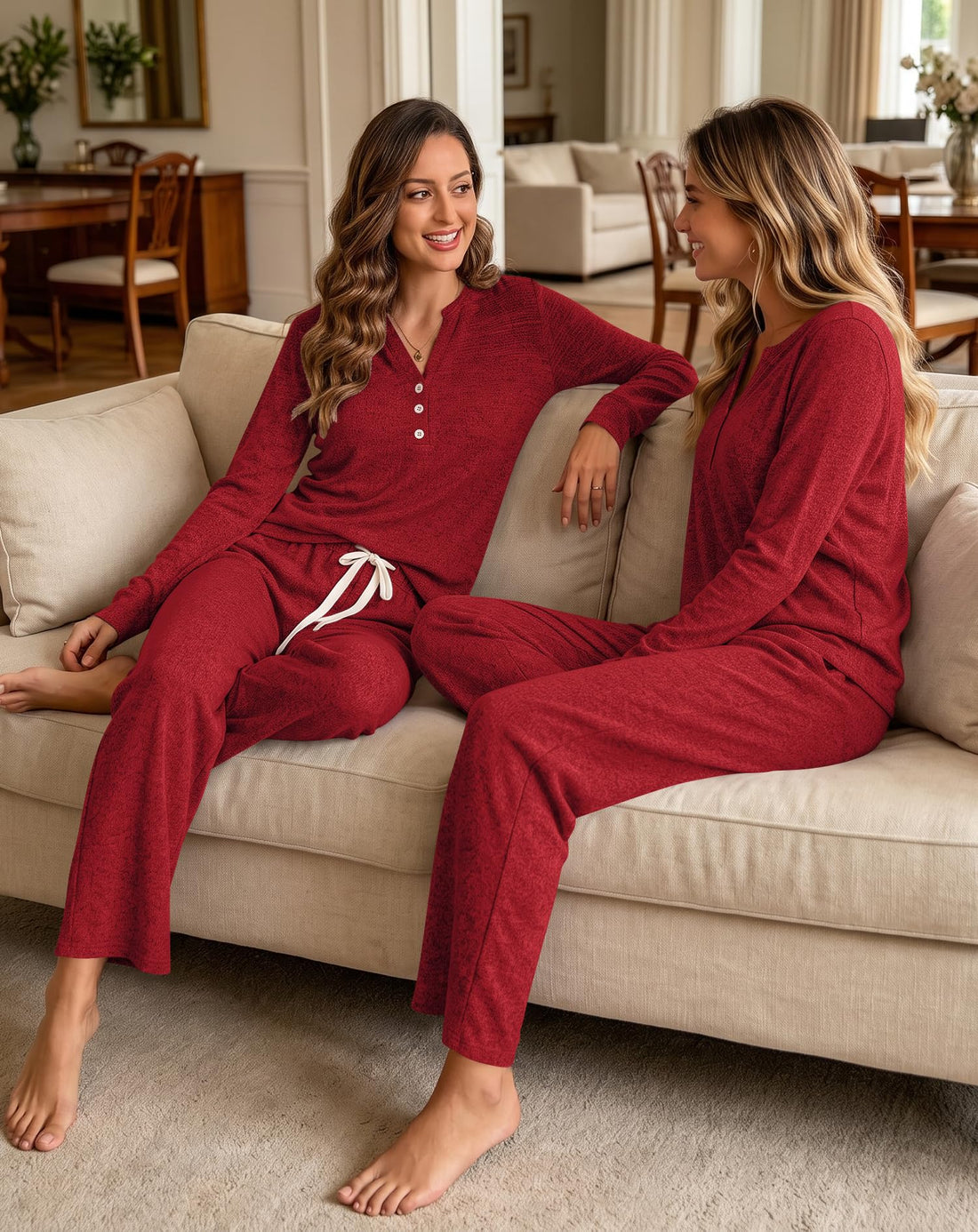 Womens Pajamas Set Long Sleeve Soft Loungewear 2 Pieces Fall&Winter