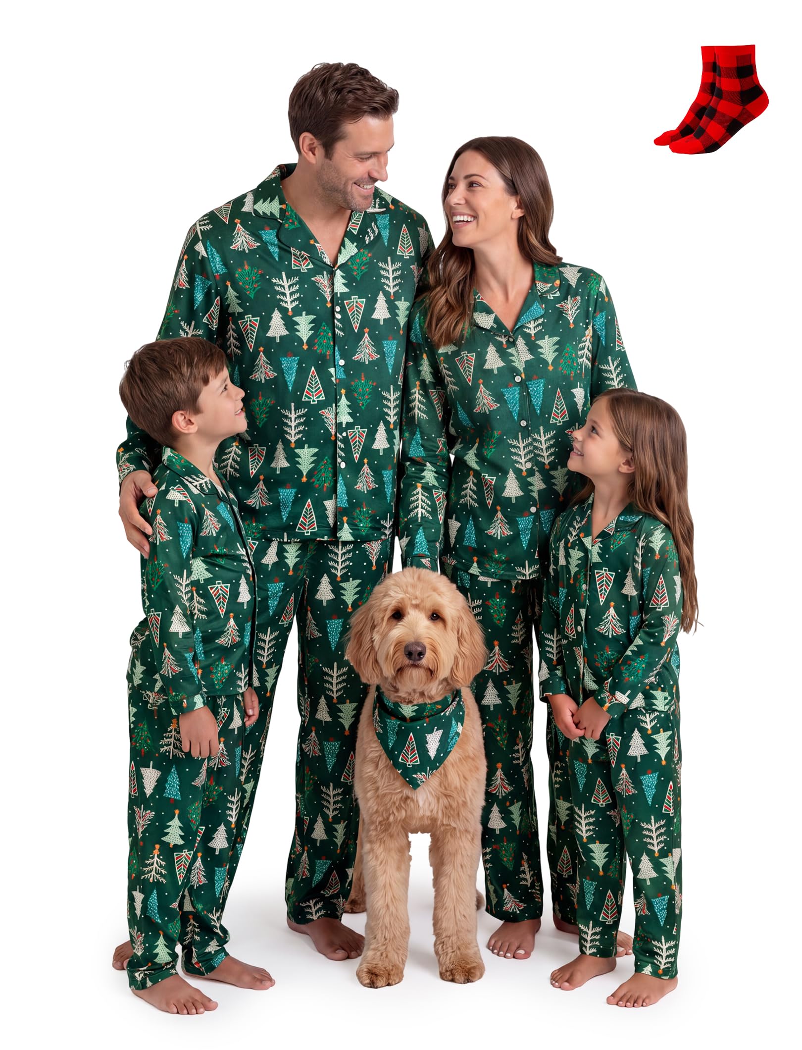 PATPAT Button Down Christmas Pajamas, Button Up Pjs for Family Christmas Party Long Sleeve Lounge Sets