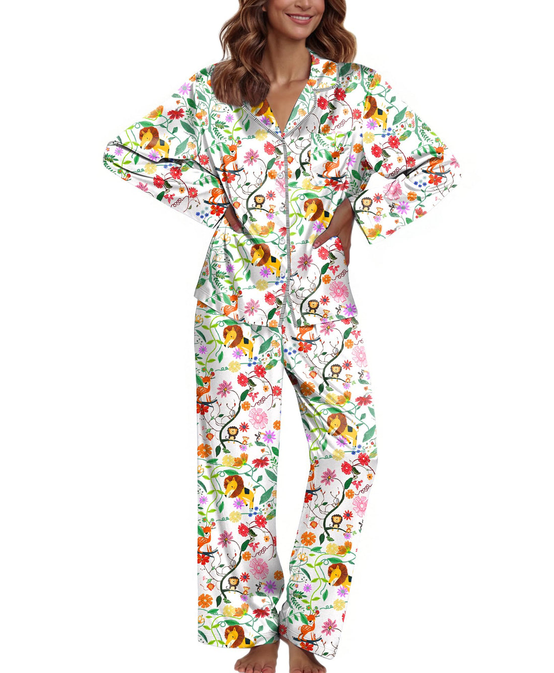 Ekouaer Pajamas For Women Silk Pjs Long Sleeve Button Down Lounge Sets