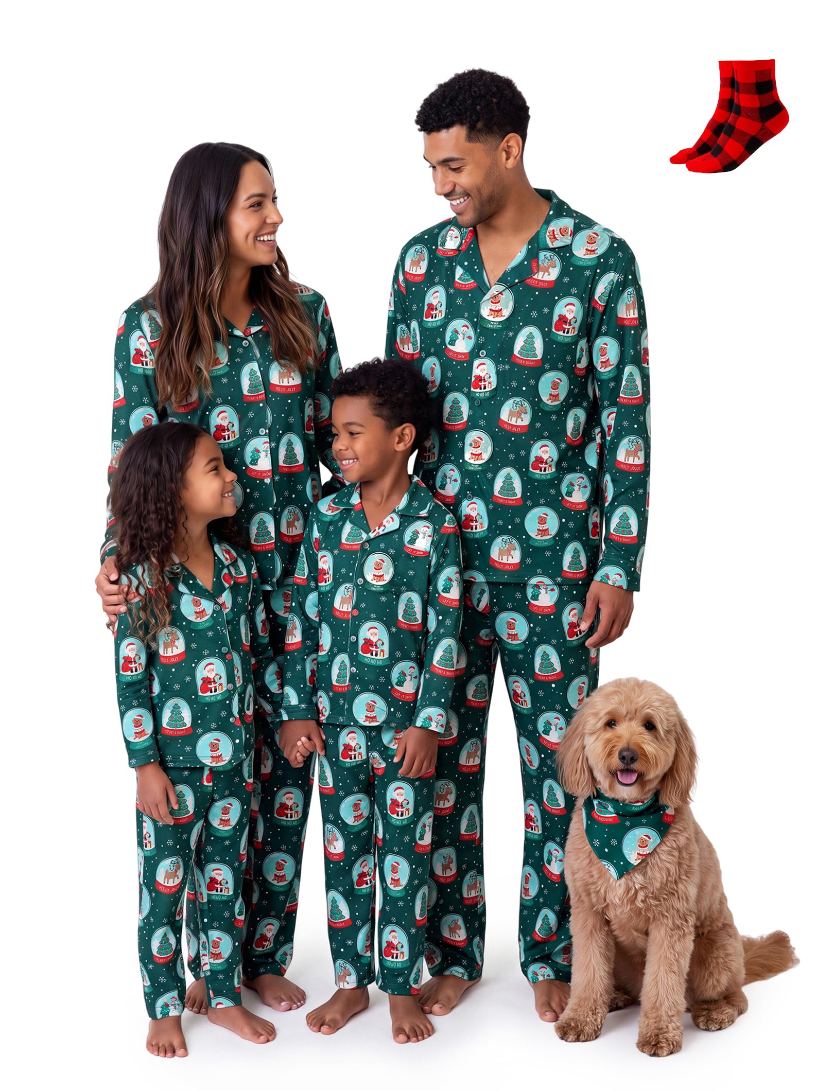 PATPAT Button Down Christmas Pajamas, Button Up Pjs for Family Christmas Party Long Sleeve Lounge Sets