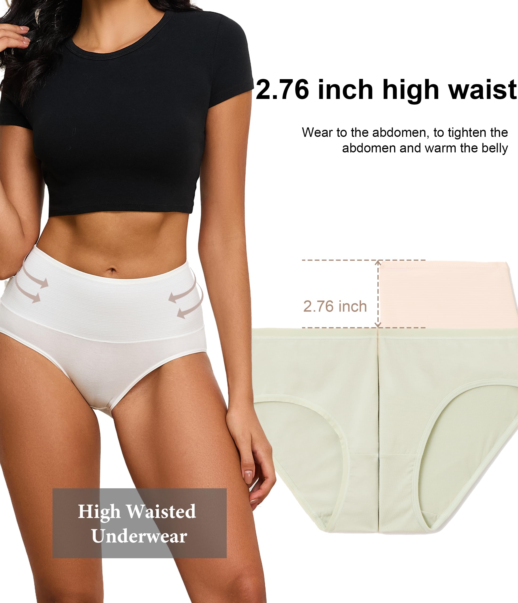ANLIQI Women's Modal Underwear High Waisted Full Coverage Briefs Soft Stretch Breathable Ladies Hipster Panties Multipack