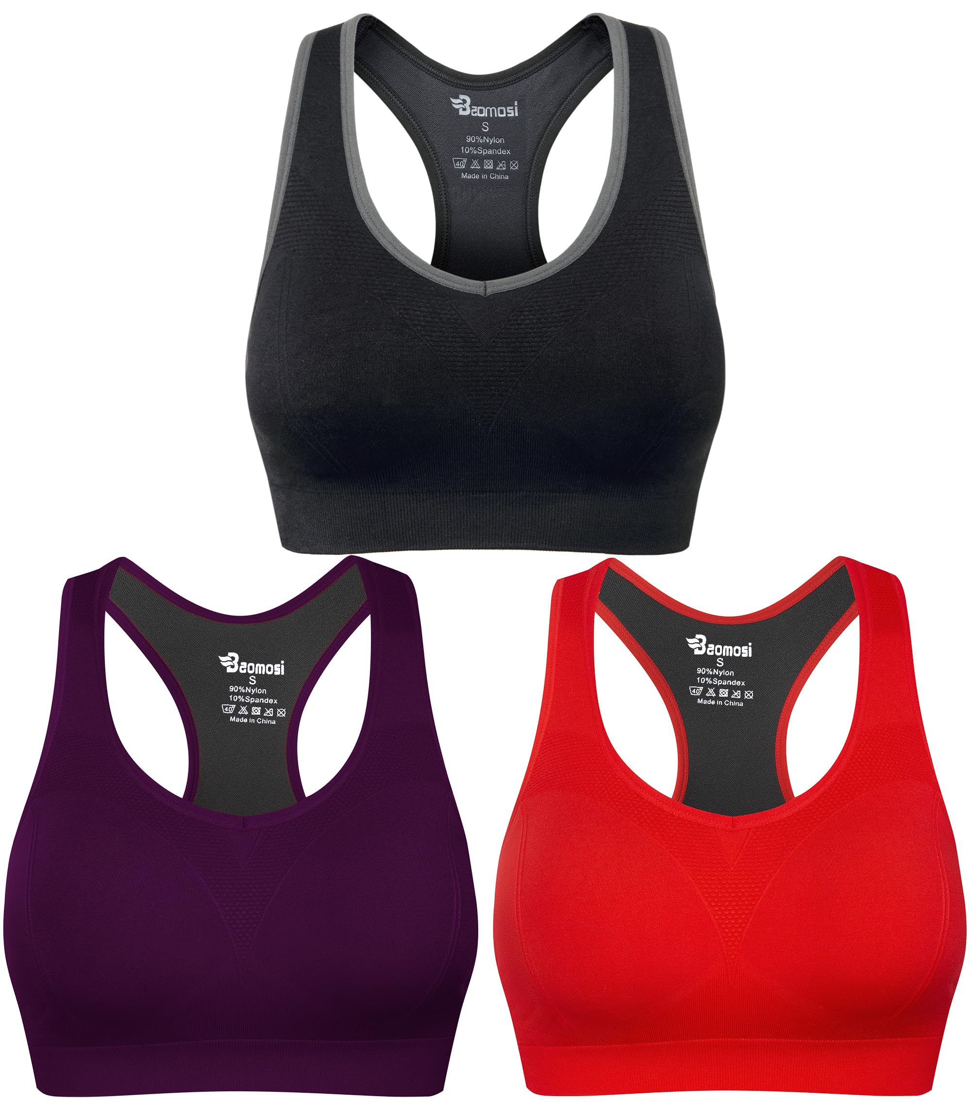Women's Seamless Racerback Sports Bra High Impact Support Yoga Gym Workout Fitness