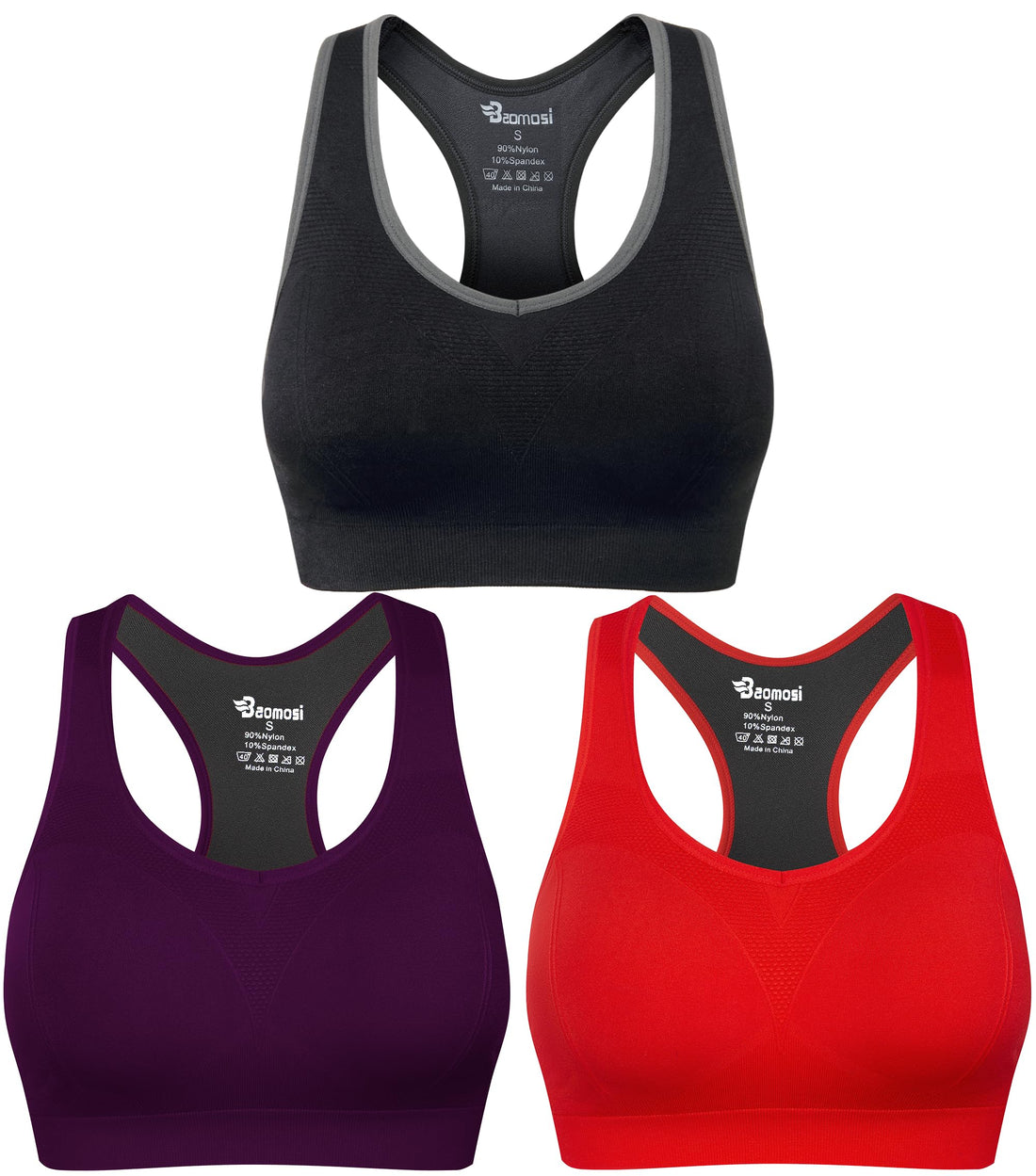 Women's Seamless Racerback Sports Bra High Impact Support Yoga Gym Workout Fitness