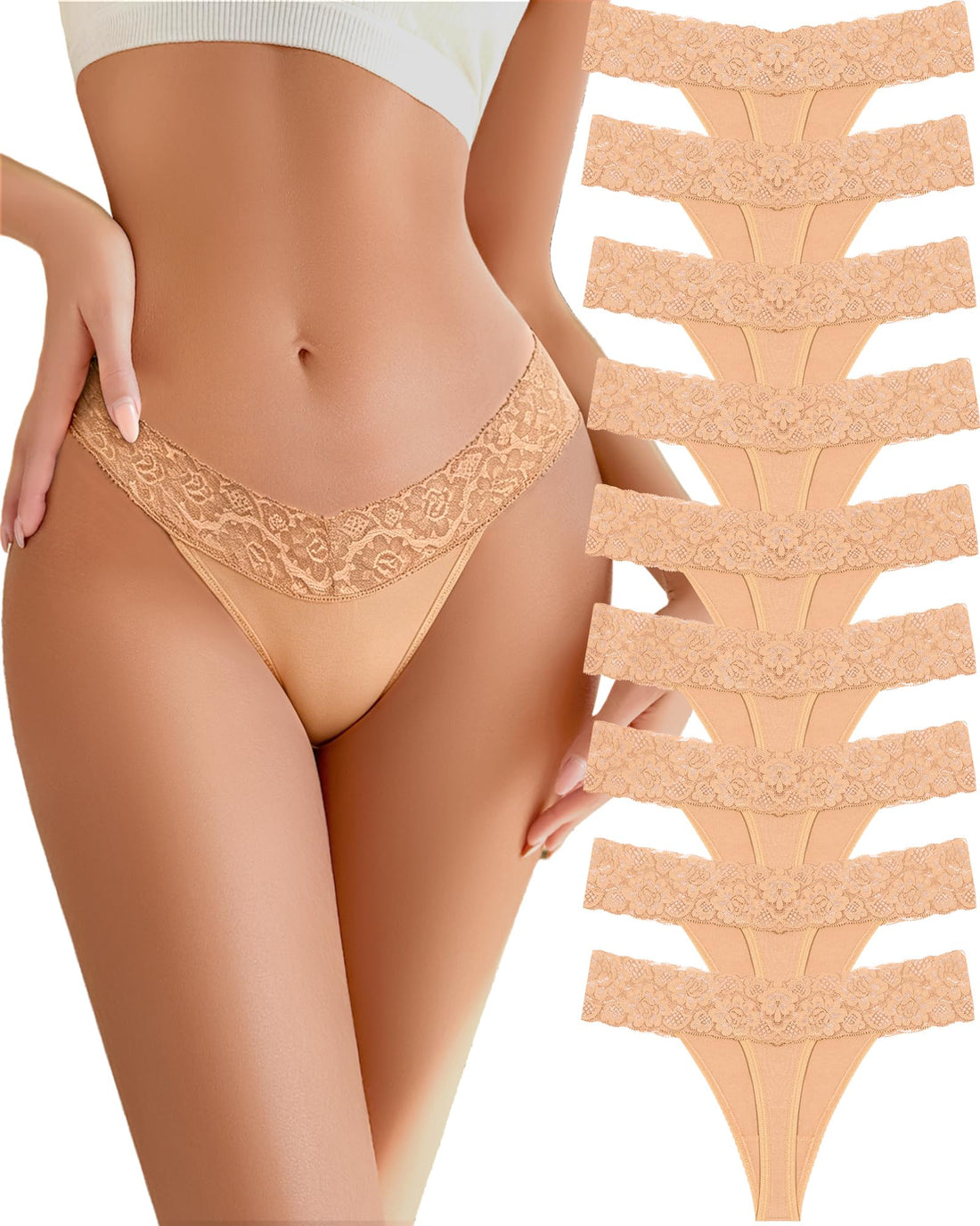 READY TO LOVE Cotton Underwear for Women Lace Sexy Soft Thongs Low Rise T-Back Lingerie Stretchy Ladies Panties