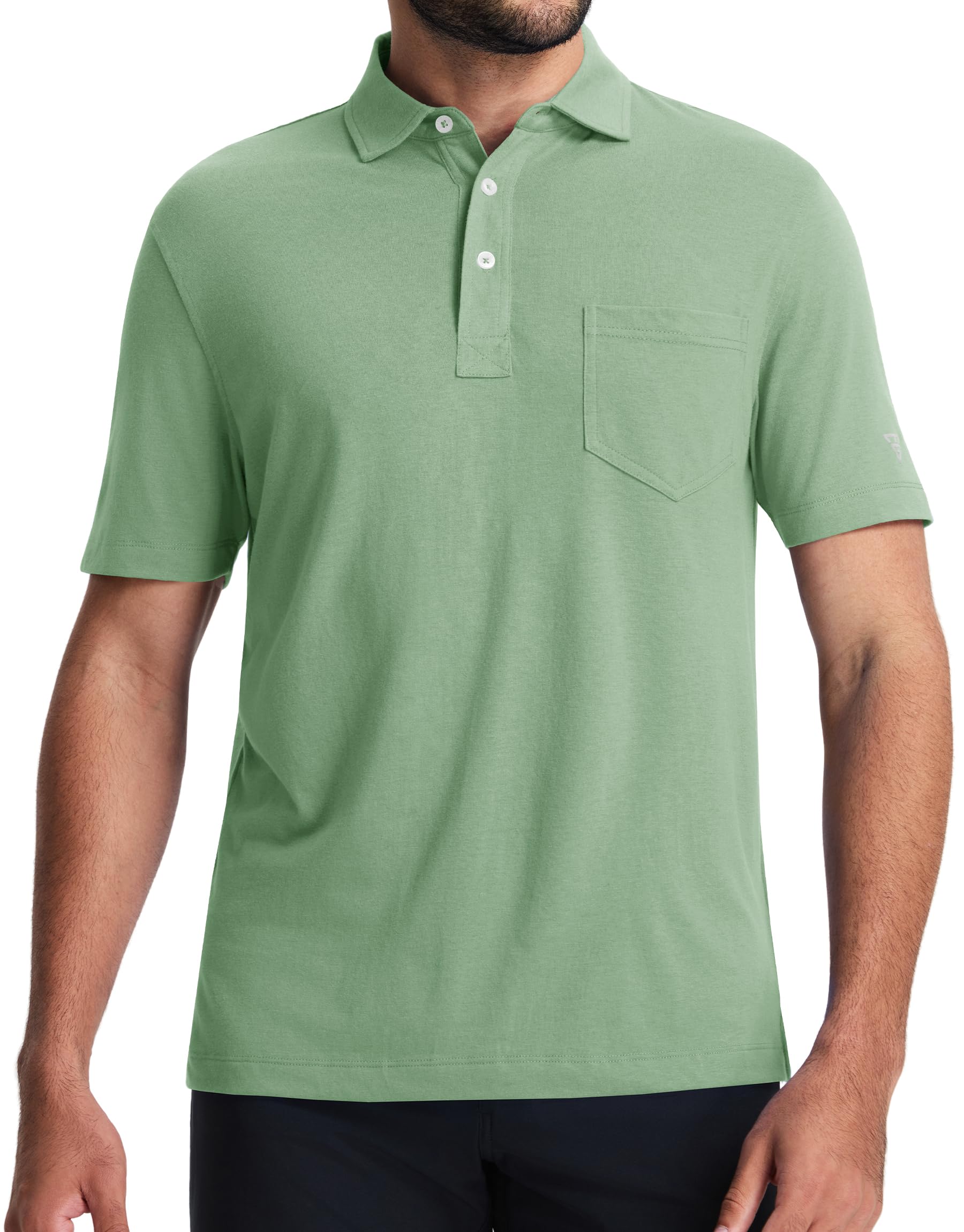 M MAELREG Mens Golf Shirts Short Sleeve Lightweight Soft Cotton Blend with Pocket Summer Casual Daily Wear