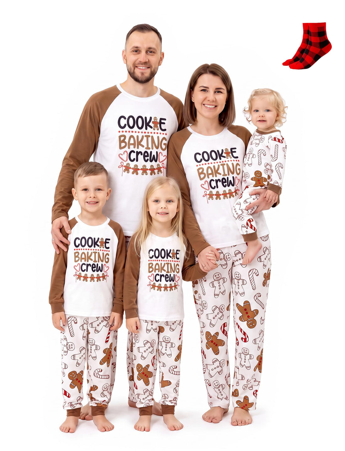 PATPAT Family Christmas Pajamas Matching Sets Gingerbread PJs with Socks