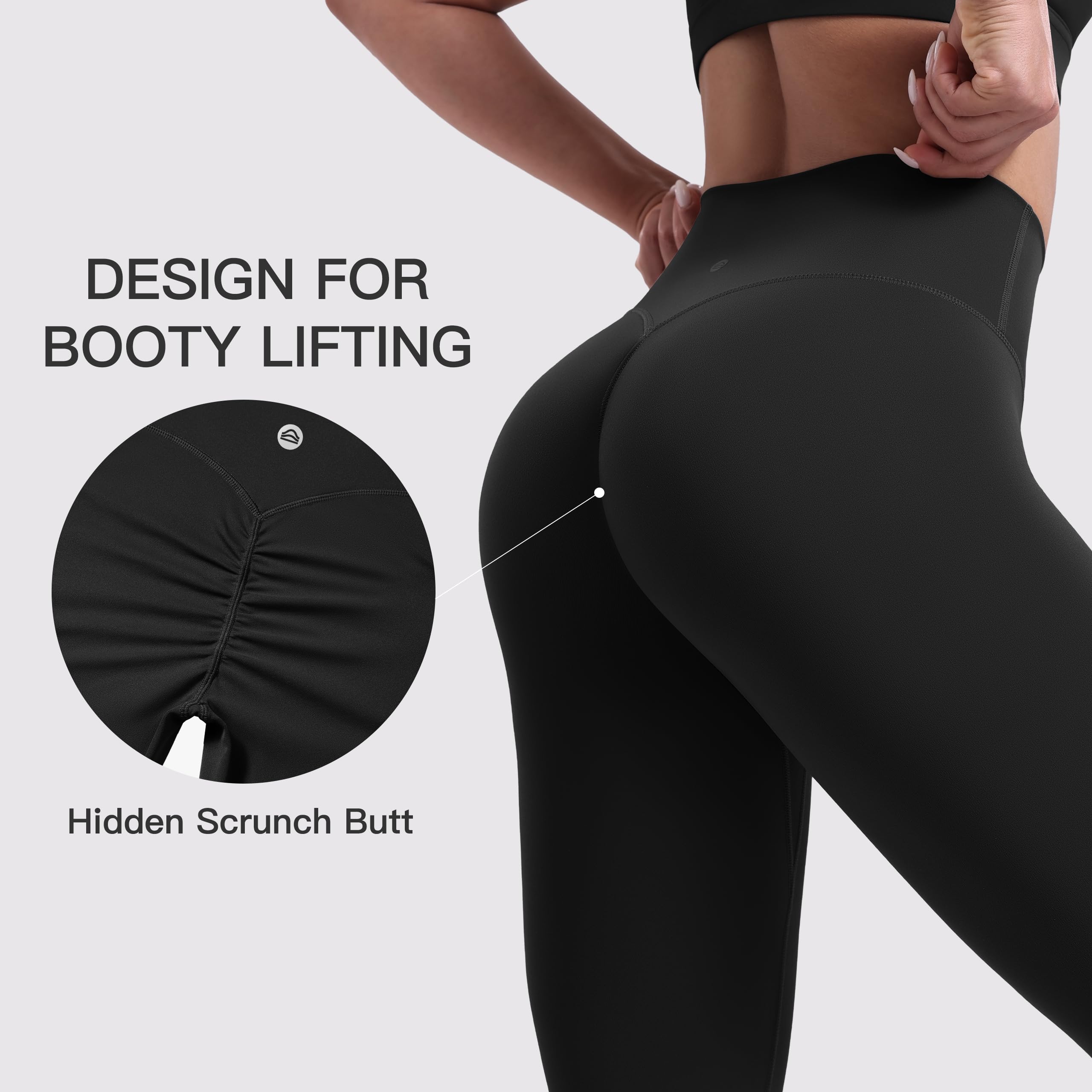 ENERBLOOM Yoga Leggings for Women Hidden Scrunch 25"/28"