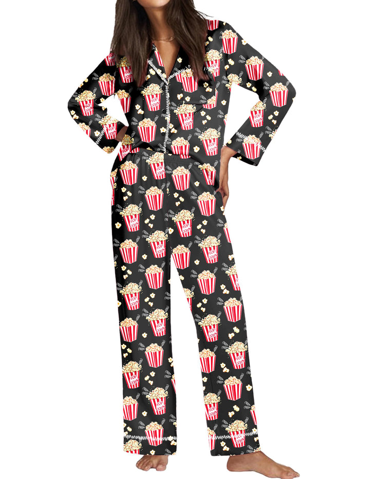 Ekouaer Satin Pajama Set for Women Silk Sleepwear Long Sleeve Top and Pants