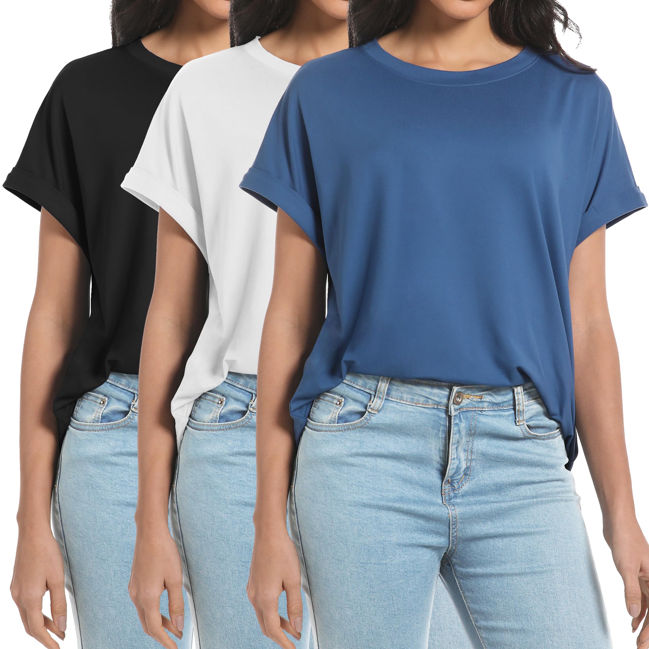 Siimcuzy 2/3/4 Pack Oversized Tshirts for Women Short Sleeves Workout Tops | Loose Fit, Crew Neck, Baggy, Summer, Casual, Gym, Plus Size, Plain, Tops, Fashion, Clothes, 2026