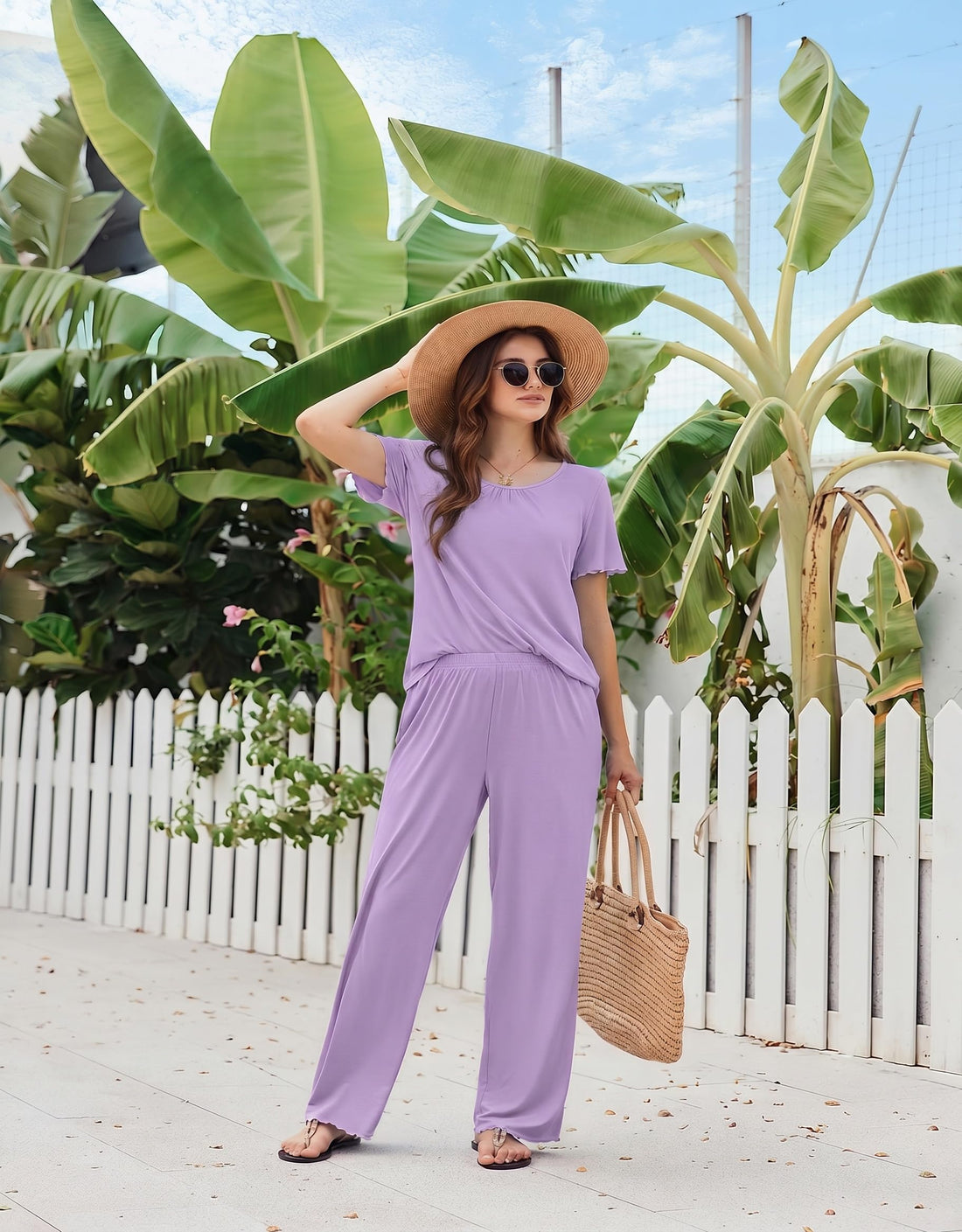 Ekouaer Womens Pajama Sets Viscose from Bamboo Top With Pants Lounge Set