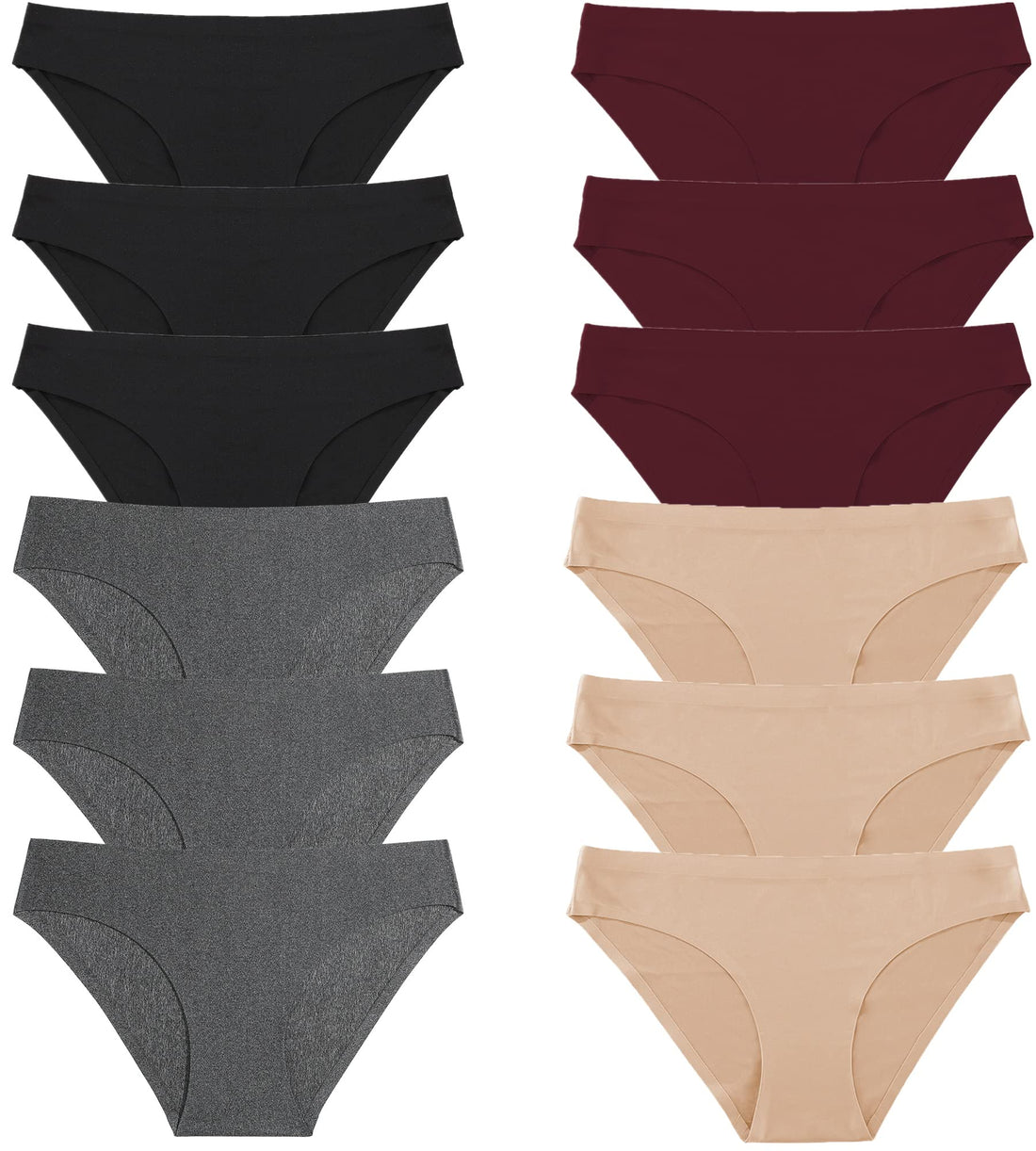 FINETOO 12Pack Womens Seamless Underwear No Show Cheeky Panties Invisibles Briefs Soft Stretch Bikini Hipster XS-XL