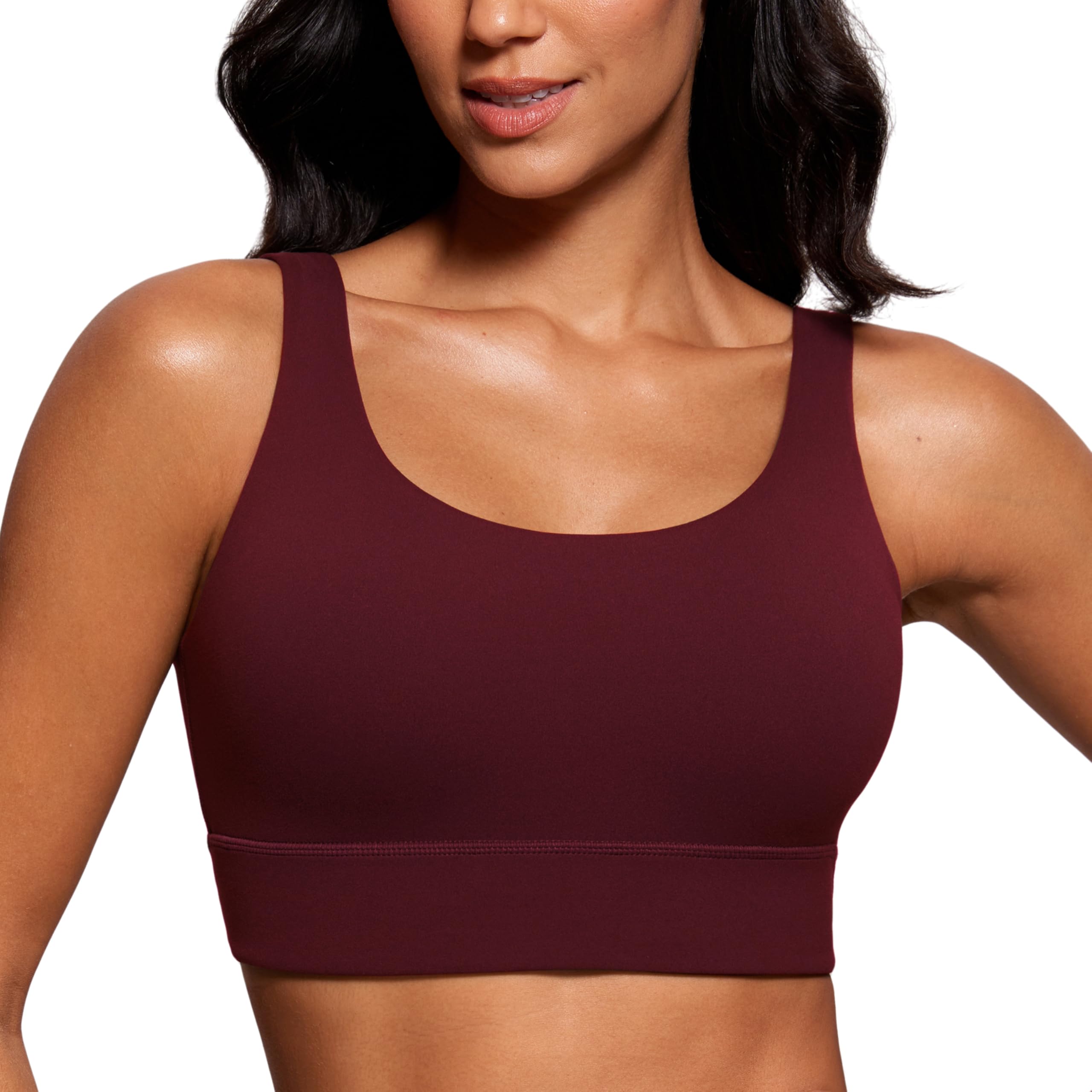 CRZ YOGA Butterluxe U Back Sports Bras | Light Support, Removable Pads, Yoga, Extremely Soft, Longline, Scoop Neck, Wide Straps, for Women