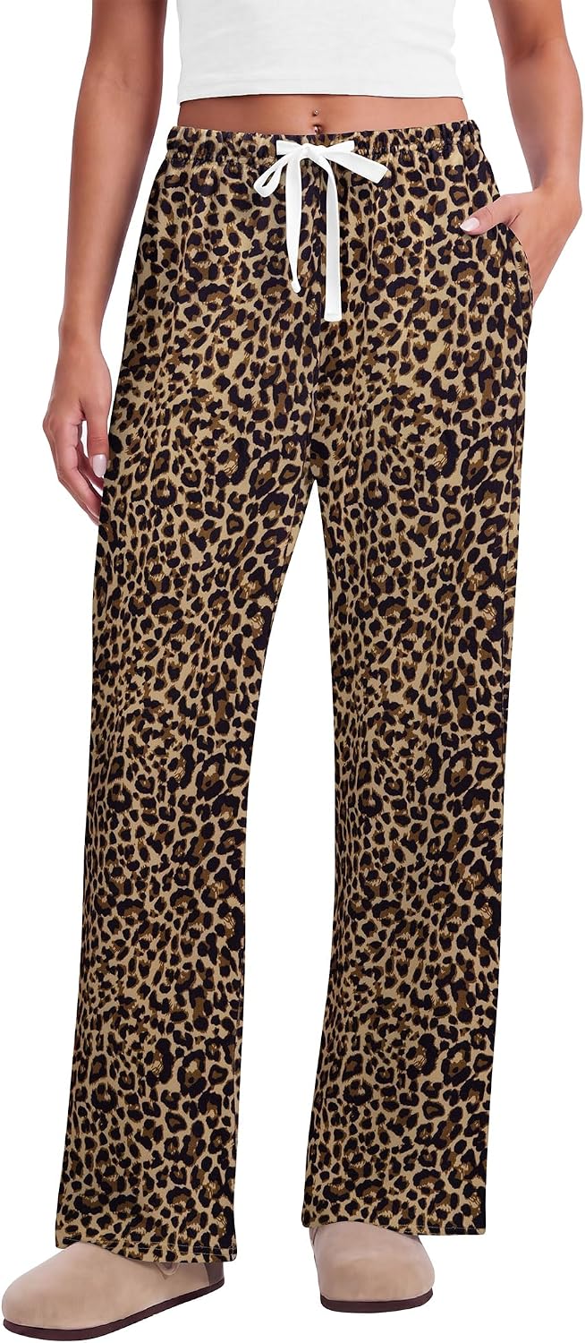 Ekouaer Pajama Pants Women 2026 Soft Pj Bottom Wide Leg Lounge Sleep Pants