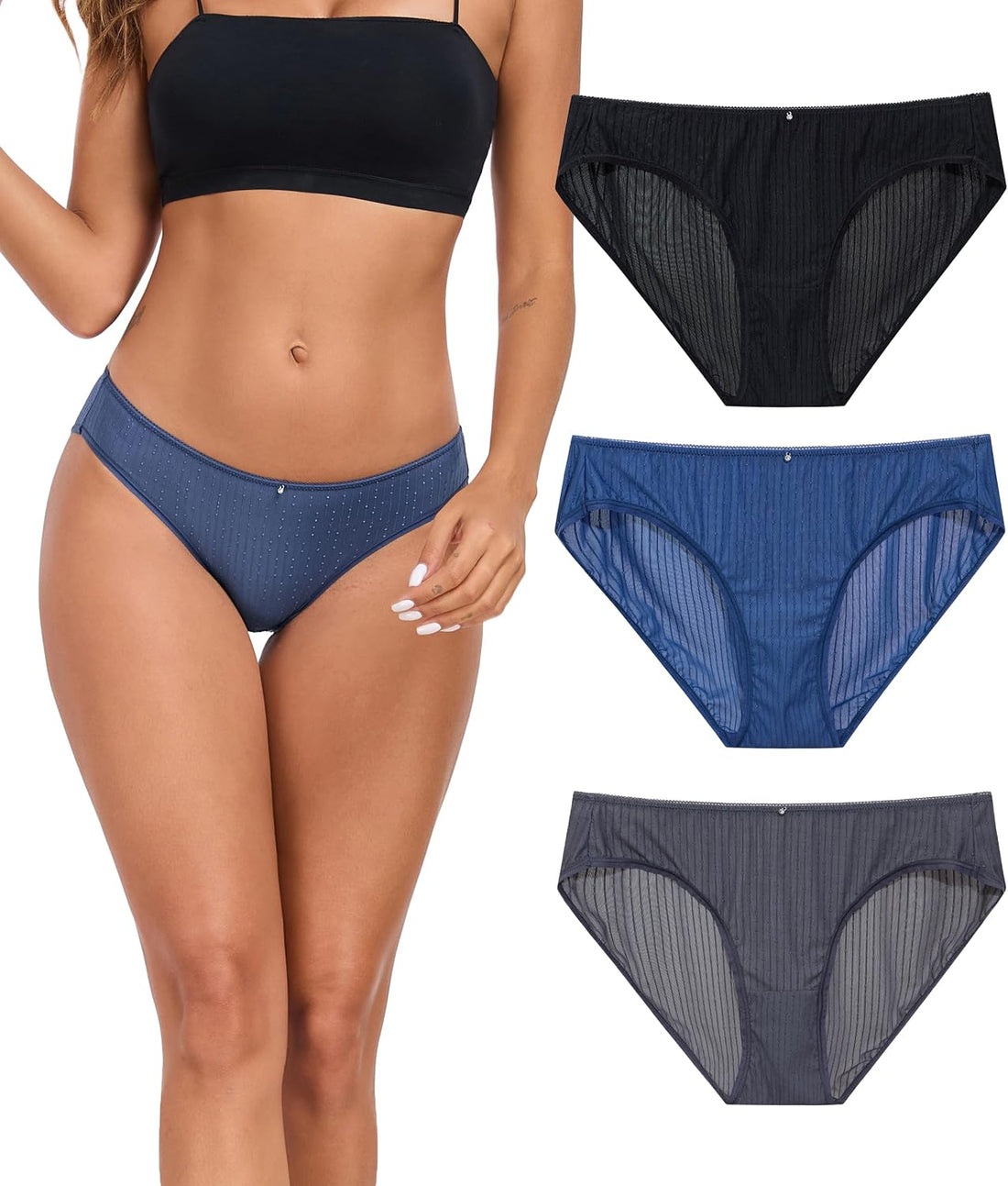 ANLIQI Womens Bikini Underwear Quick Dry Travel Panties Packs Ployamide Hipster Low Rise Soft Fast Wash Comfy Lady Undies