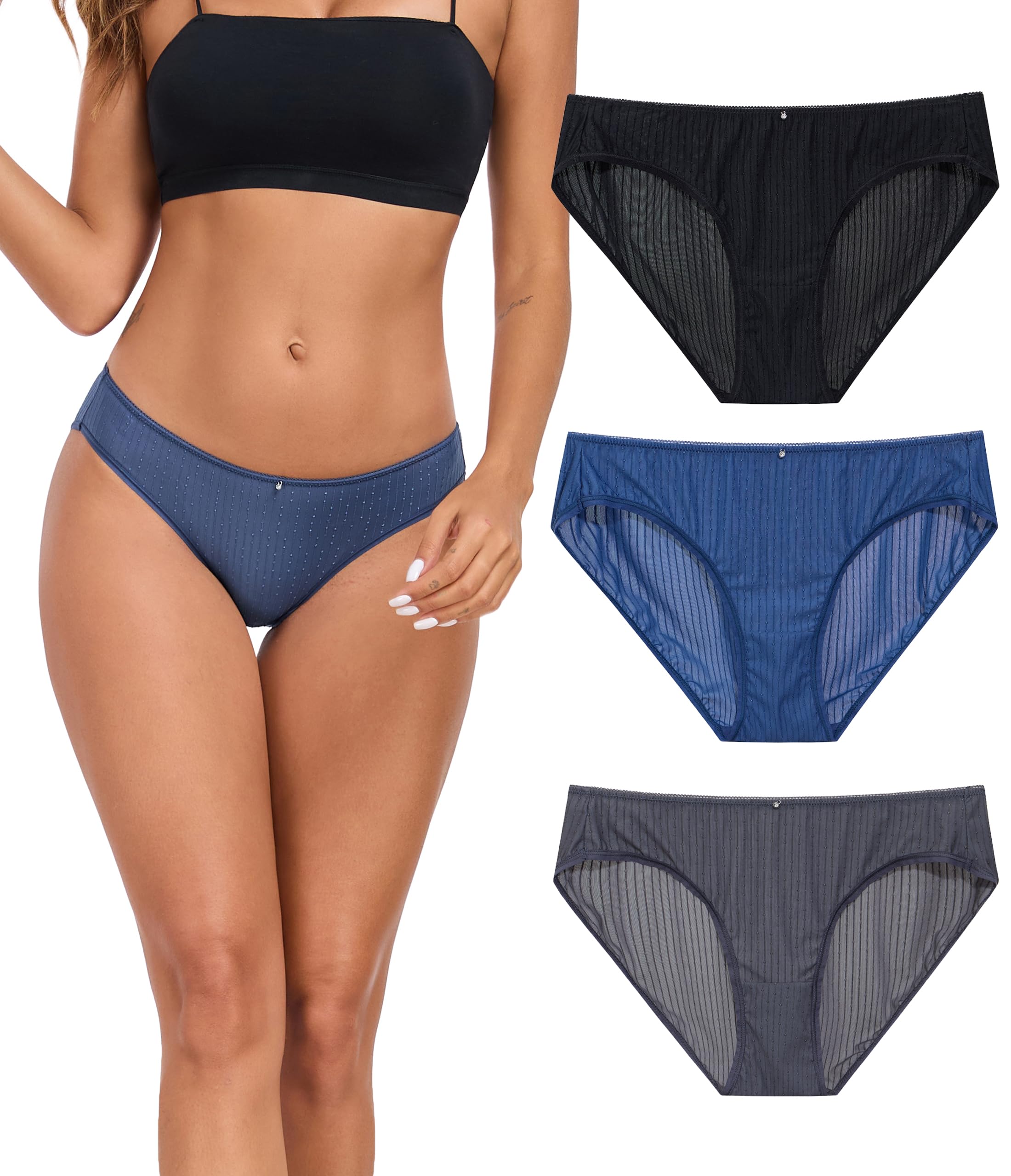 ANLIQI Womens Bikini Underwear Quick Dry Travel Panties Packs Ployamide Hipster Low Rise Soft Fast Wash Comfy Lady Undies