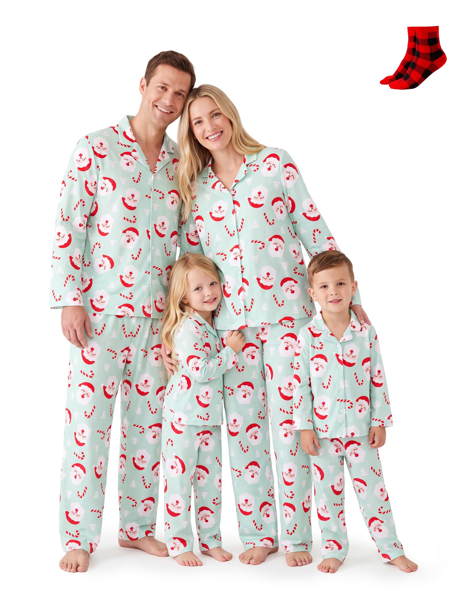 PATPAT Button Down Christmas Pajamas, Button Up Pjs for Family Christmas Party Long Sleeve Lounge Sets