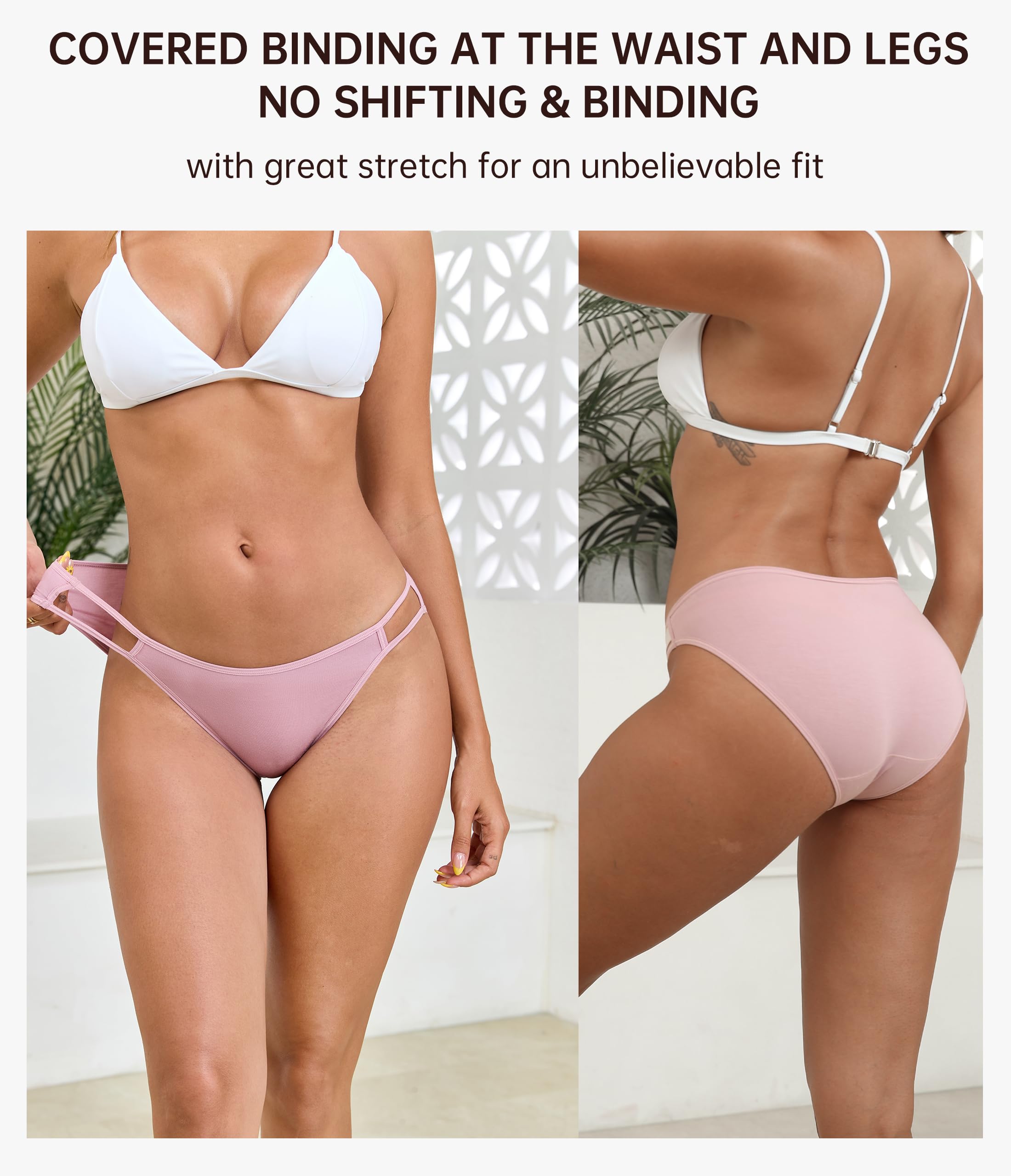 ANLIQI Women's High Cut String Bikini Panties Modal Comfort Breathable Stretch Bikini Underwear Soft Plus Size Underwear