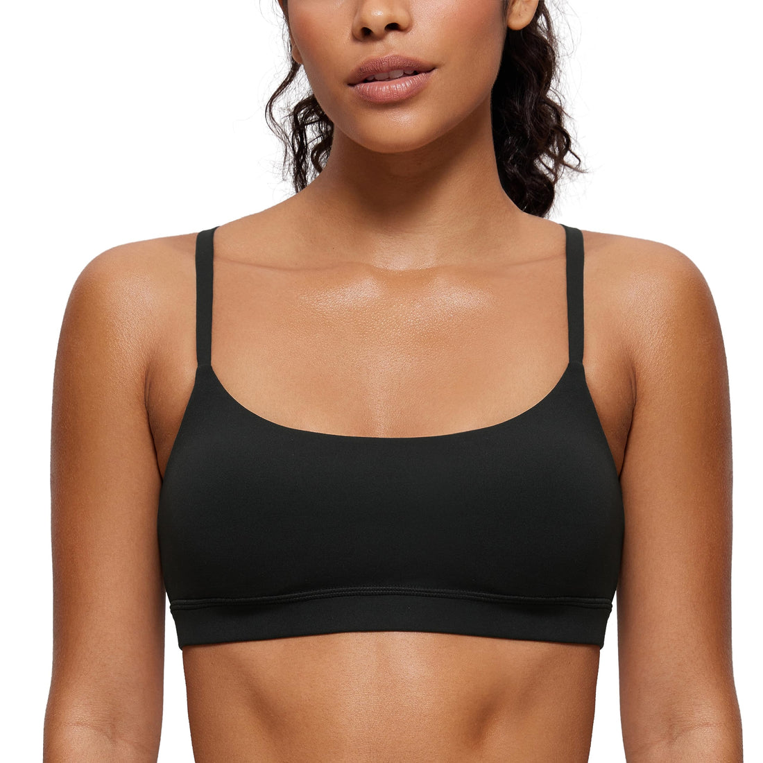 CRZ YOGA Butterluxe Scoop Neck Sports Bras | Light Support, Removable Pads, Yoga, Extremely Soft, U Back, Adjustable Spaghetti Straps, for Women
