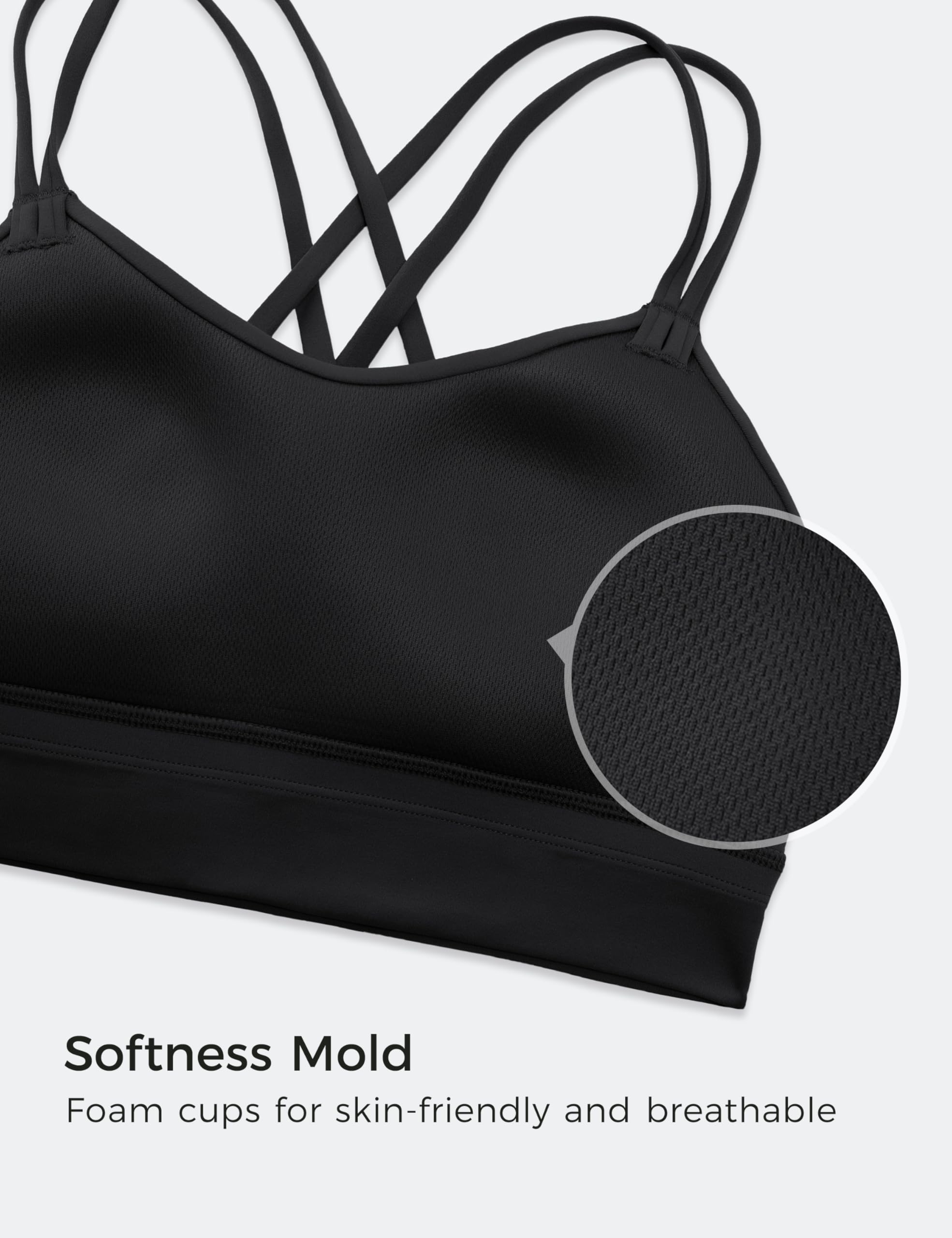 CRZ YOGA Softness Mold Butterluxe Sports Bras | Molded Cup, Light Support, Yoga, Extremely Soft, Longline, Strappy Back, Scoop Neck, for Women