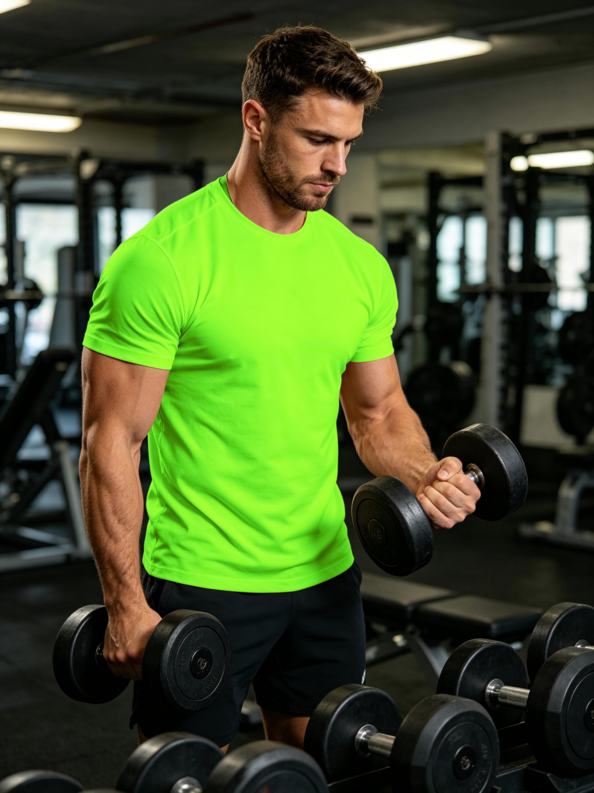 Workout Shirts Men Moisture Wicking Quick Dry Running Short Sleeve | Breathable high elasticity gym activewear tee durable lightweight athletic fit performance tshirt