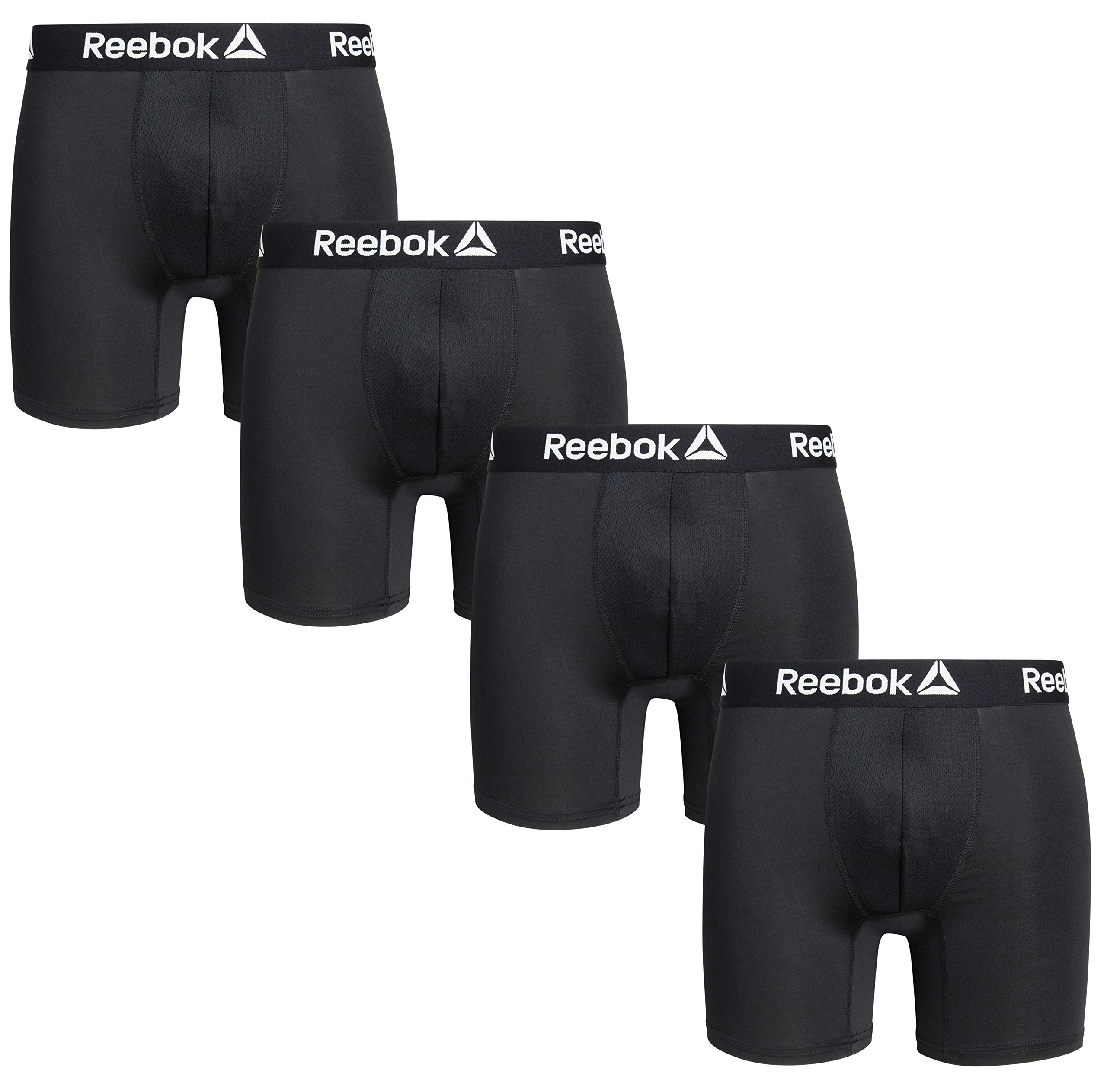 Reebok Mens Boxer Briefs - 4 Pack Underwear with Contour Pouch, 6'' Inseam | Athletic Stretch Performance Moisture-Wicking Fabric, No Fly Pouch, Tag-Free Waistband