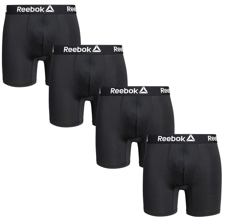 Reebok Mens Boxer Briefs - 4 Pack Underwear with Contour Pouch, 6'' Inseam | Athletic Stretch Performance Moisture-Wicking Fabric, No Fly Pouch, Tag-Free Waistband