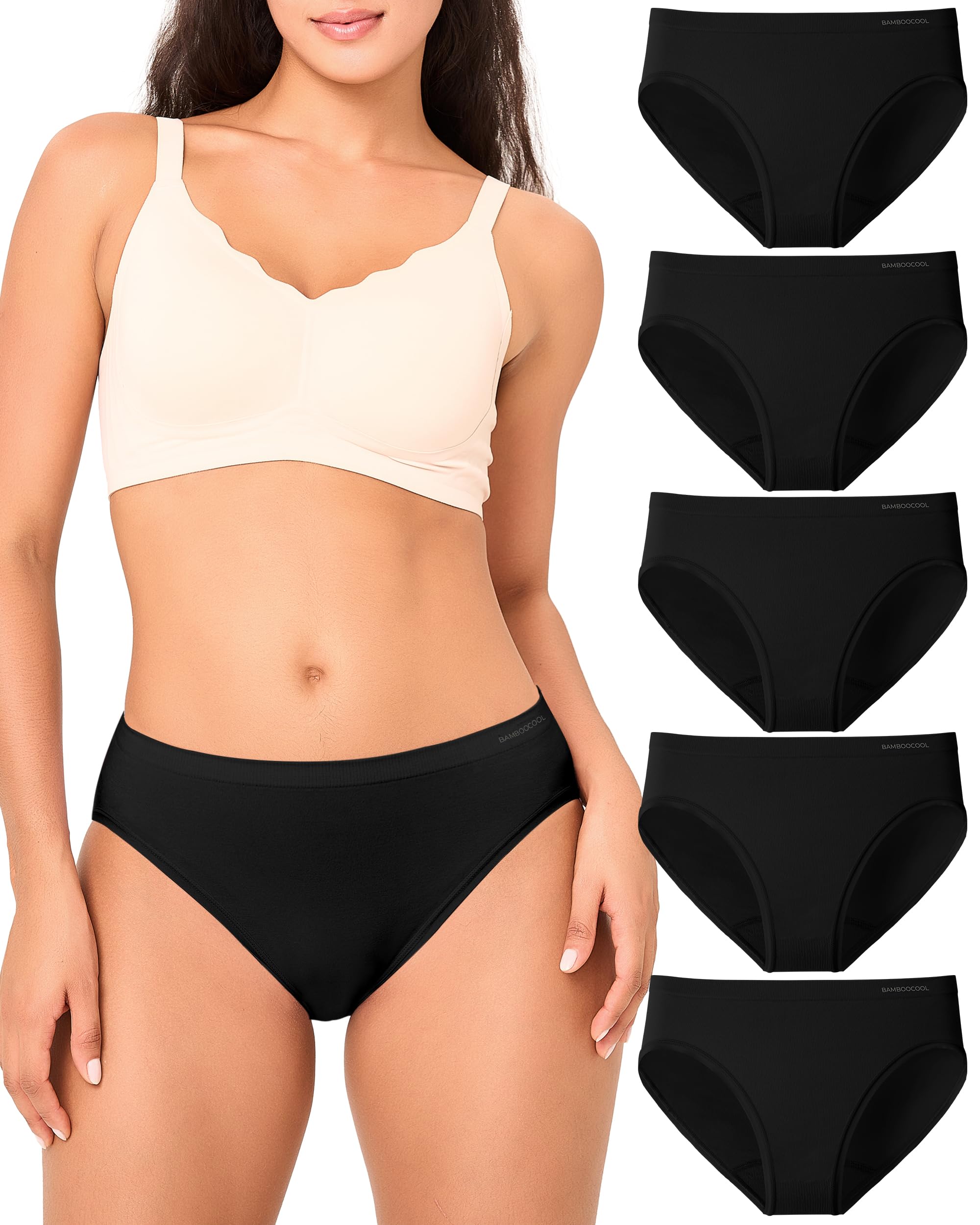 BAMBOO COOL Women's Underwear Ladies Brief Seamless Panties Moisture Wicking Stretchy Full Coverage