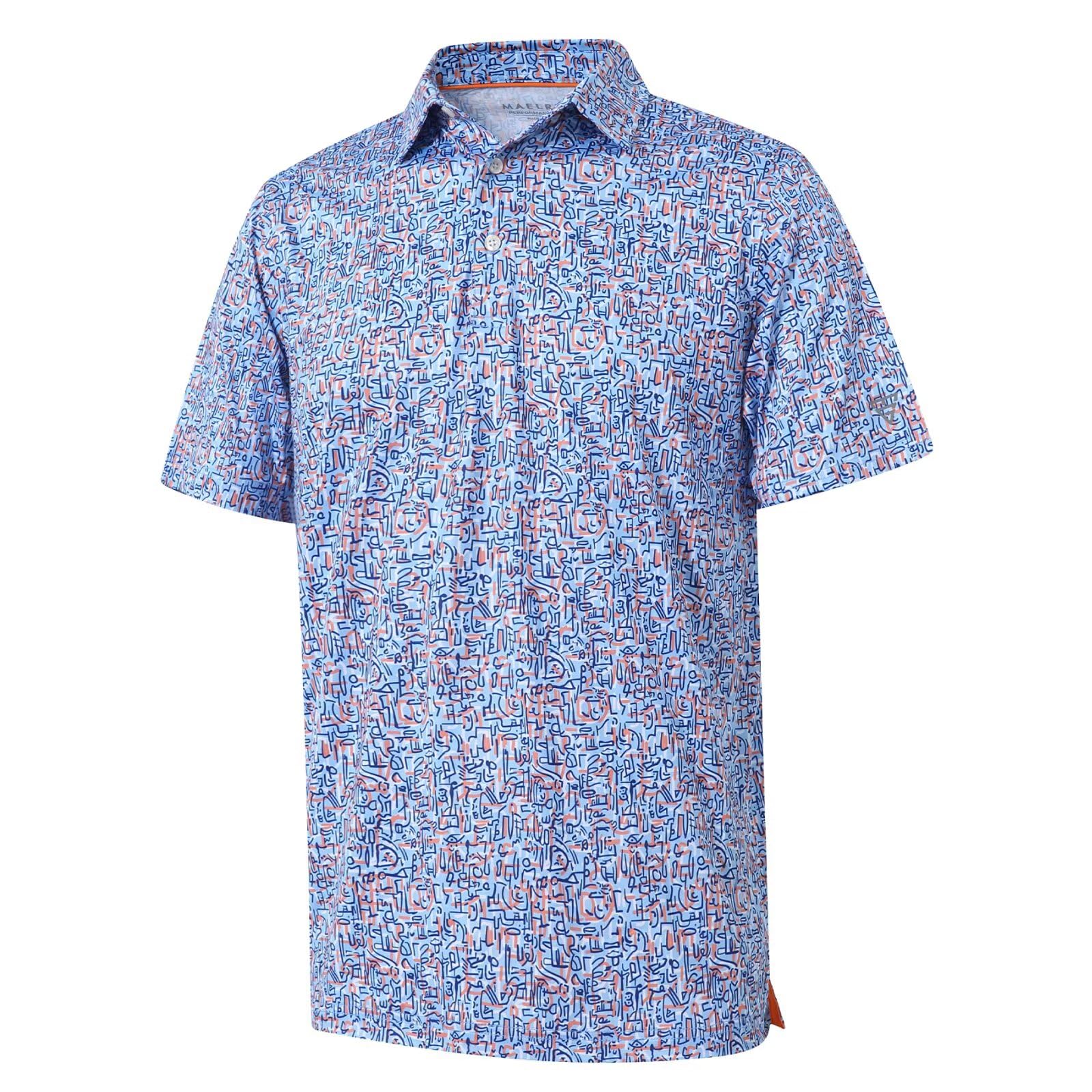 Golf Shirts for Men Dry Fit Short Sleeve Print Performance Moisture Wicking Polo Shirt