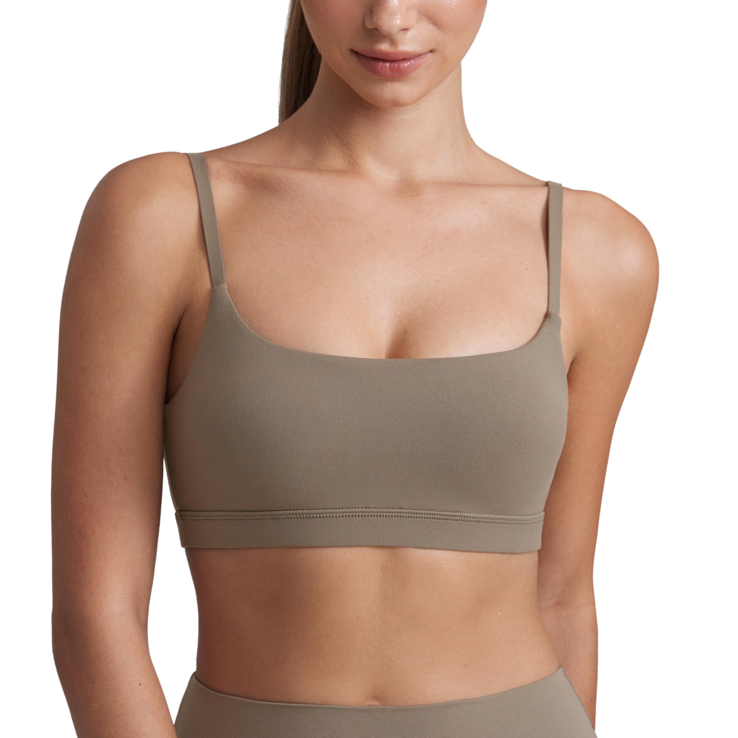 CRZ YOGA Butterluxe Scoop Neck Sports Bras | Light Support, Removable Pads, Yoga, Extremely Soft, U Back, Adjustable Spaghetti Straps, for Women