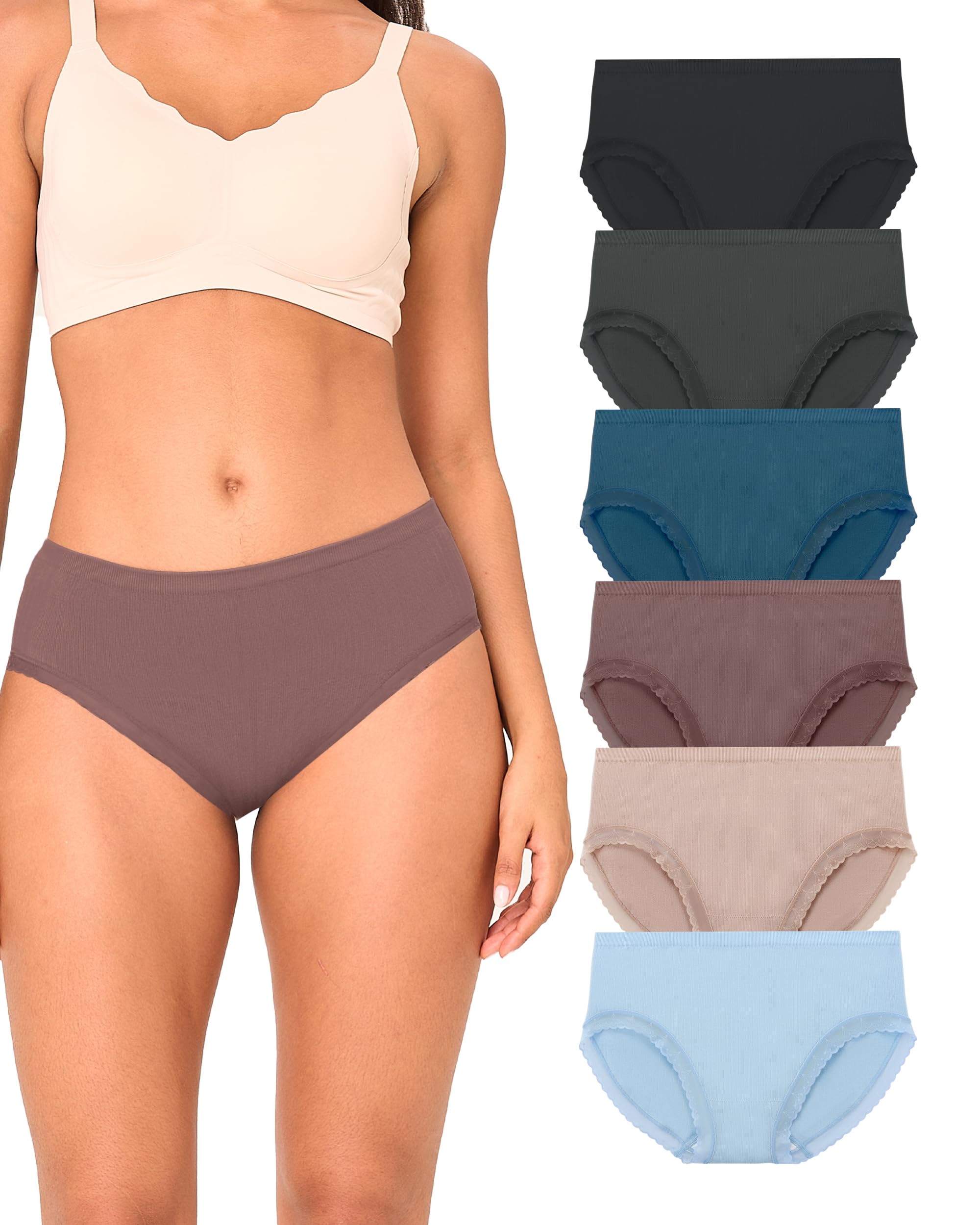BAMBOO COOL Women's Underwear Ladies Brief Seamless Panties Moisture Wicking Stretchy Full Coverage