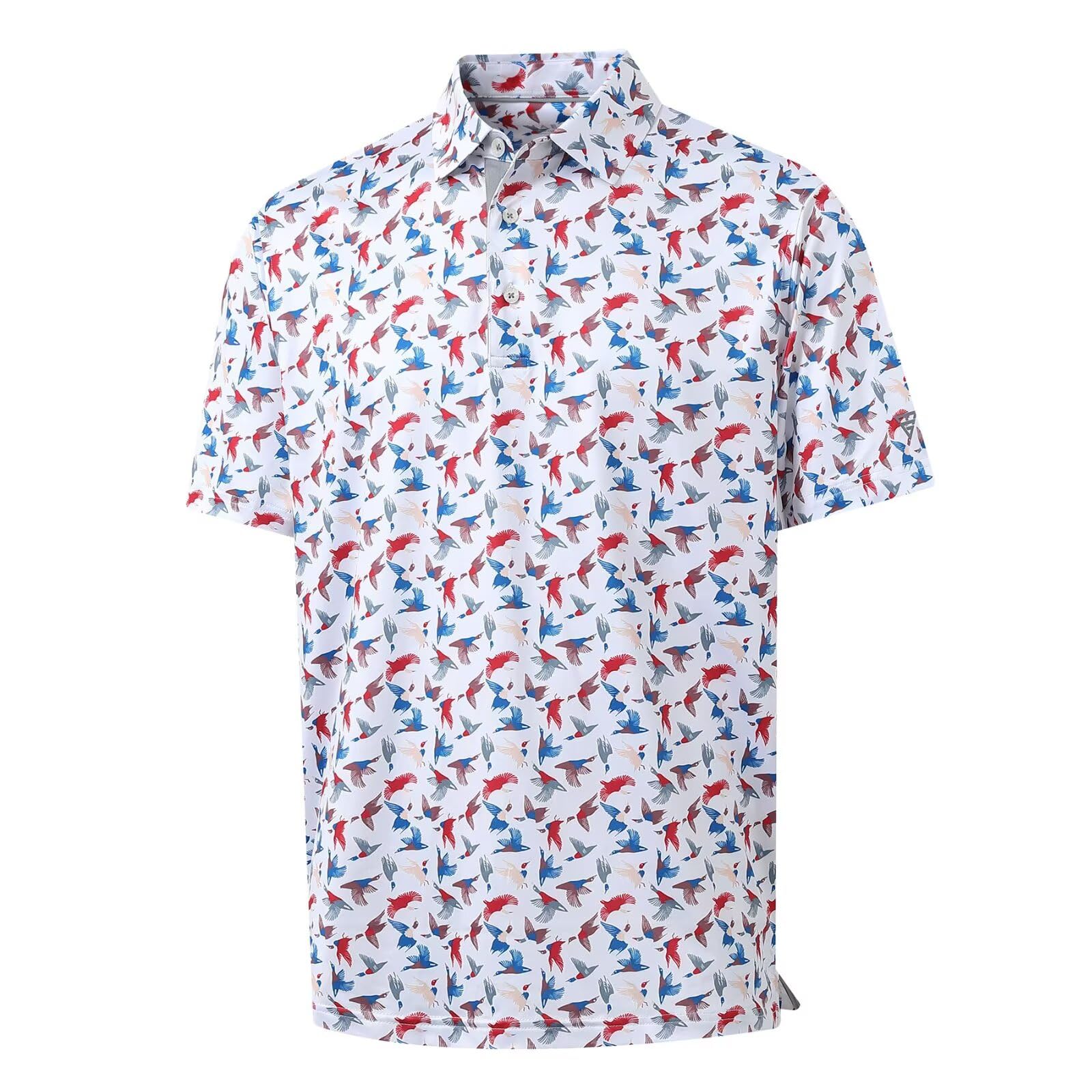 M MAELREG Mens Golf Shirt Short Sleeve Dry Fit Print Moisture Wicking Performance Patterns Collared Polo Shirt