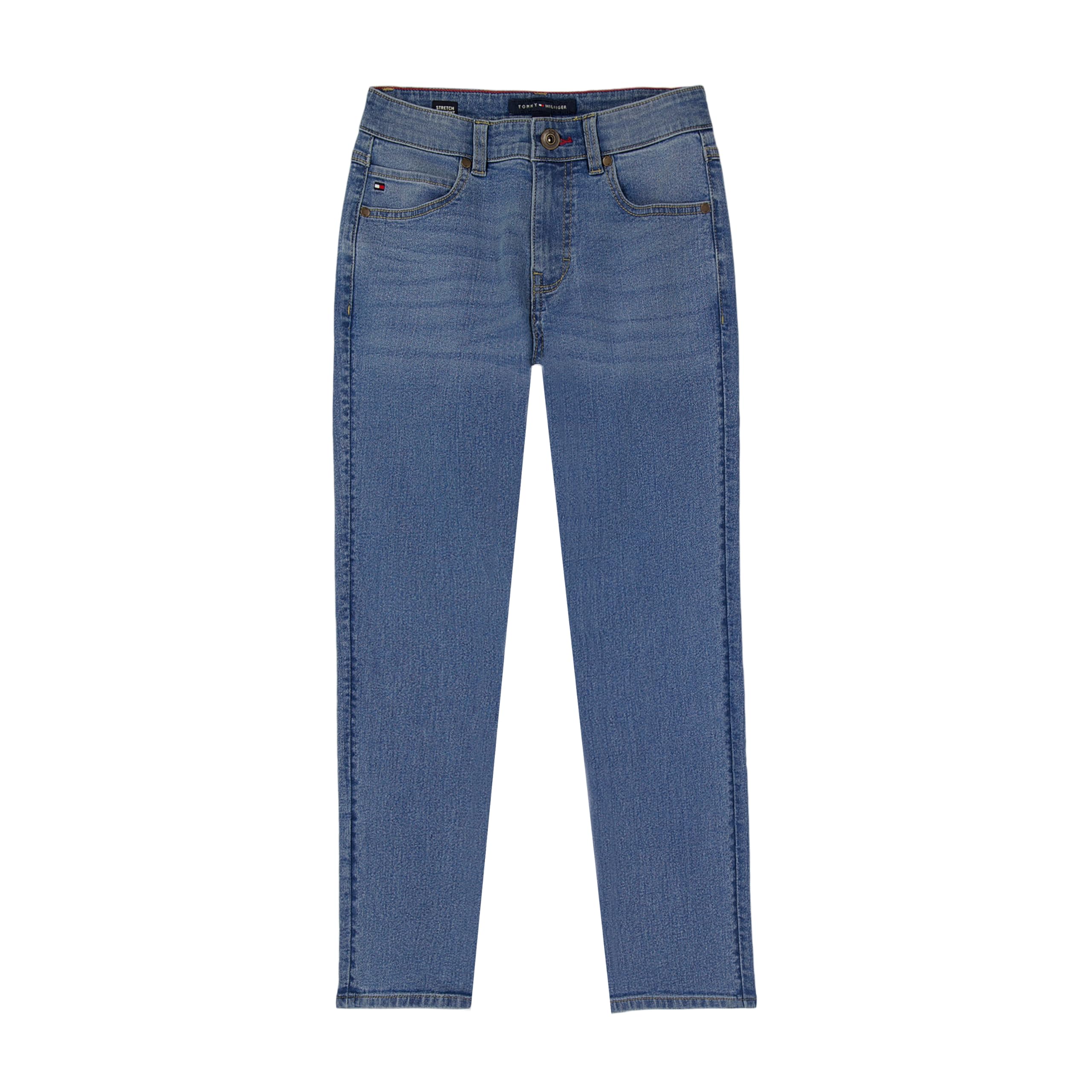Tommy Hilfiger Boys' 5-Pocket Stretch Slim Straight Leg Denim Jean, Zipper Fly & Button Closure