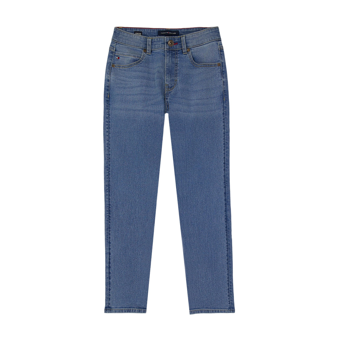 Tommy Hilfiger Boys' 5-Pocket Stretch Slim Straight Leg Denim Jean, Zipper Fly & Button Closure