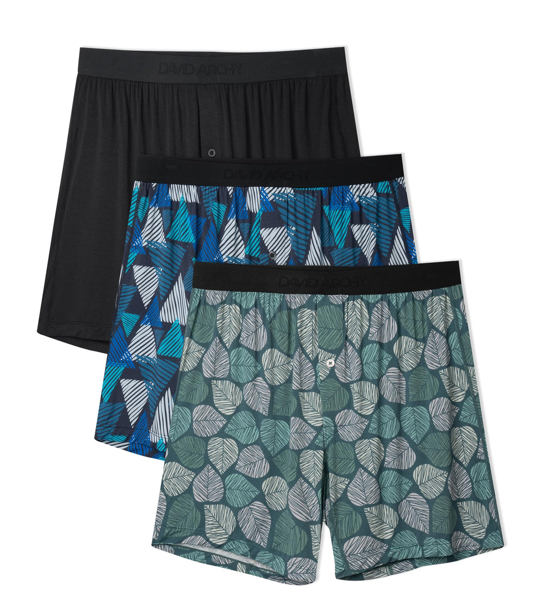 DAVID ARCHY Men's Bamboo Rayon Boxers Breathable Cooling Mens Boxer Shorts with Button Fly Relaxed Fit Underwear 3/4/5 Pack