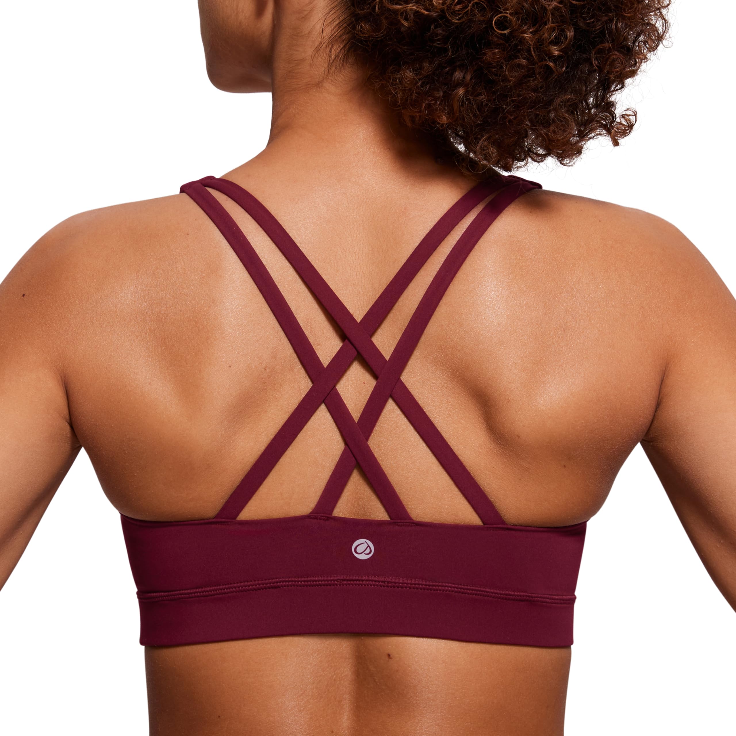 CRZ YOGA Naked Feeling Strappy Sports Bras | Medium Support, Removable Pads, Yoga, Sleek, Scoop Neck, for Women