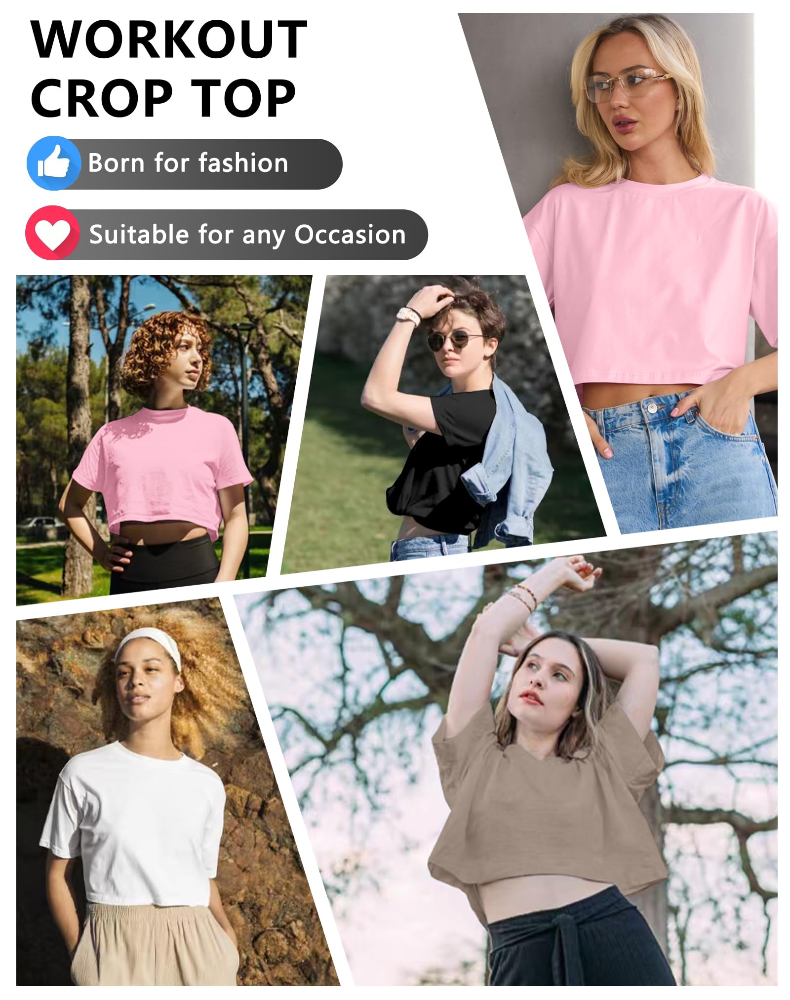 Dalavch 4/6 Pack Women's Crop Top Short Sleeve Athletic Workout Loose Fit | Sports, Exercise, Yoga, Running, Hiking, Gym, Boxy, Baggy, Casual, Tees, Activewear, Cropped, T-Shirts