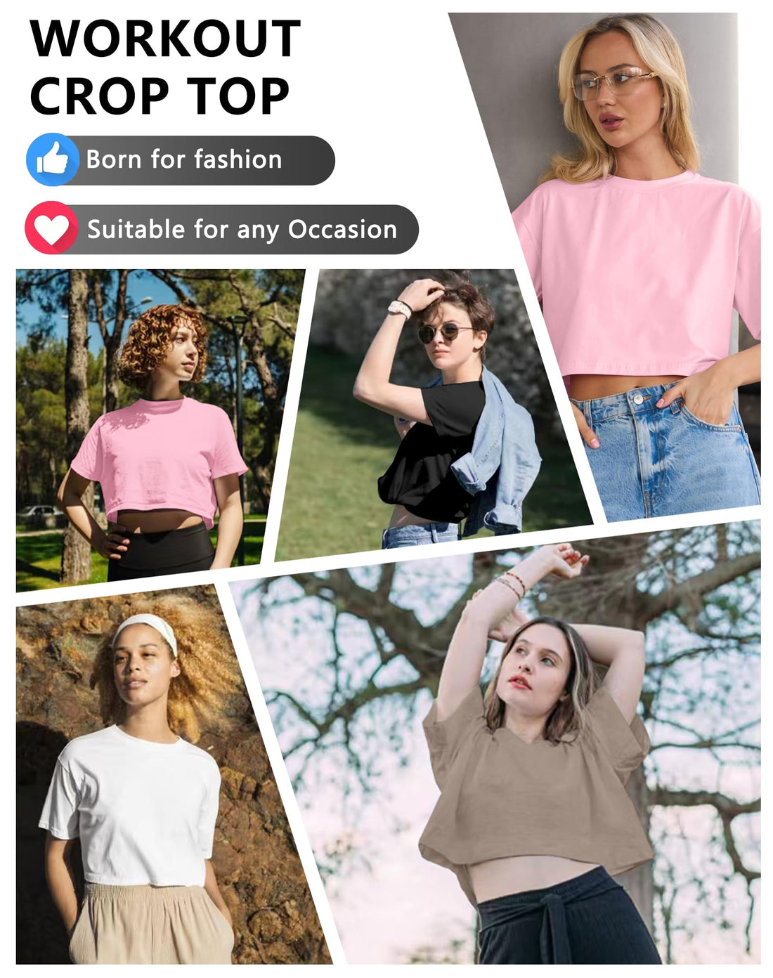 Dalavch 4/6 Pack Women's Crop Top Short Sleeve Athletic Workout Loose Fit | Sports, Exercise, Yoga, Running, Hiking, Gym, Boxy, Baggy, Casual, Tees, Activewear, Cropped, T-Shirts