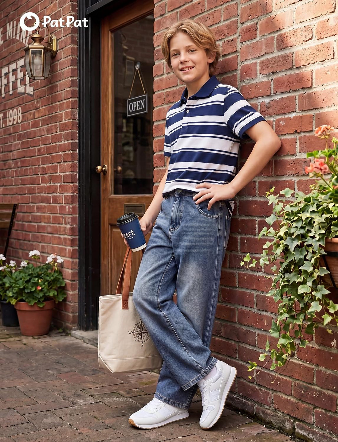 PATPAT Boys Baggy Jeans, Classic Straight Leg Jeans for Boys, 5-14 | Comfort & Breathable Boys' Jeans, Elastic Baggy Pants for Growing Child, School Attire, Outdoor, Gift Giving