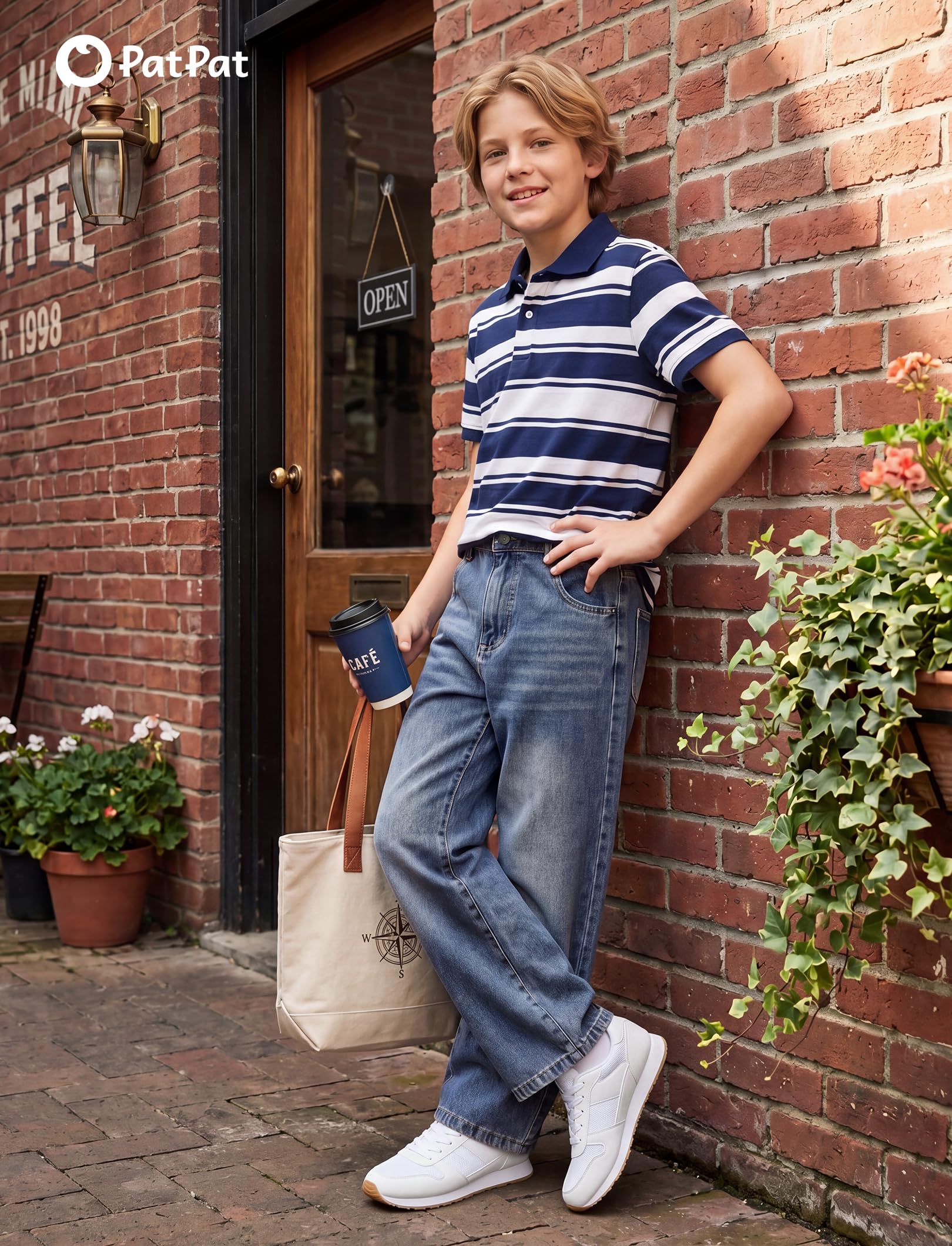 PATPAT Boys Baggy Jeans, Classic Straight Leg Jeans for Boys, 5-14 | Comfort & Breathable Boys' Jeans, Elastic Baggy Pants for Growing Child, School Attire, Outdoor, Gift Giving