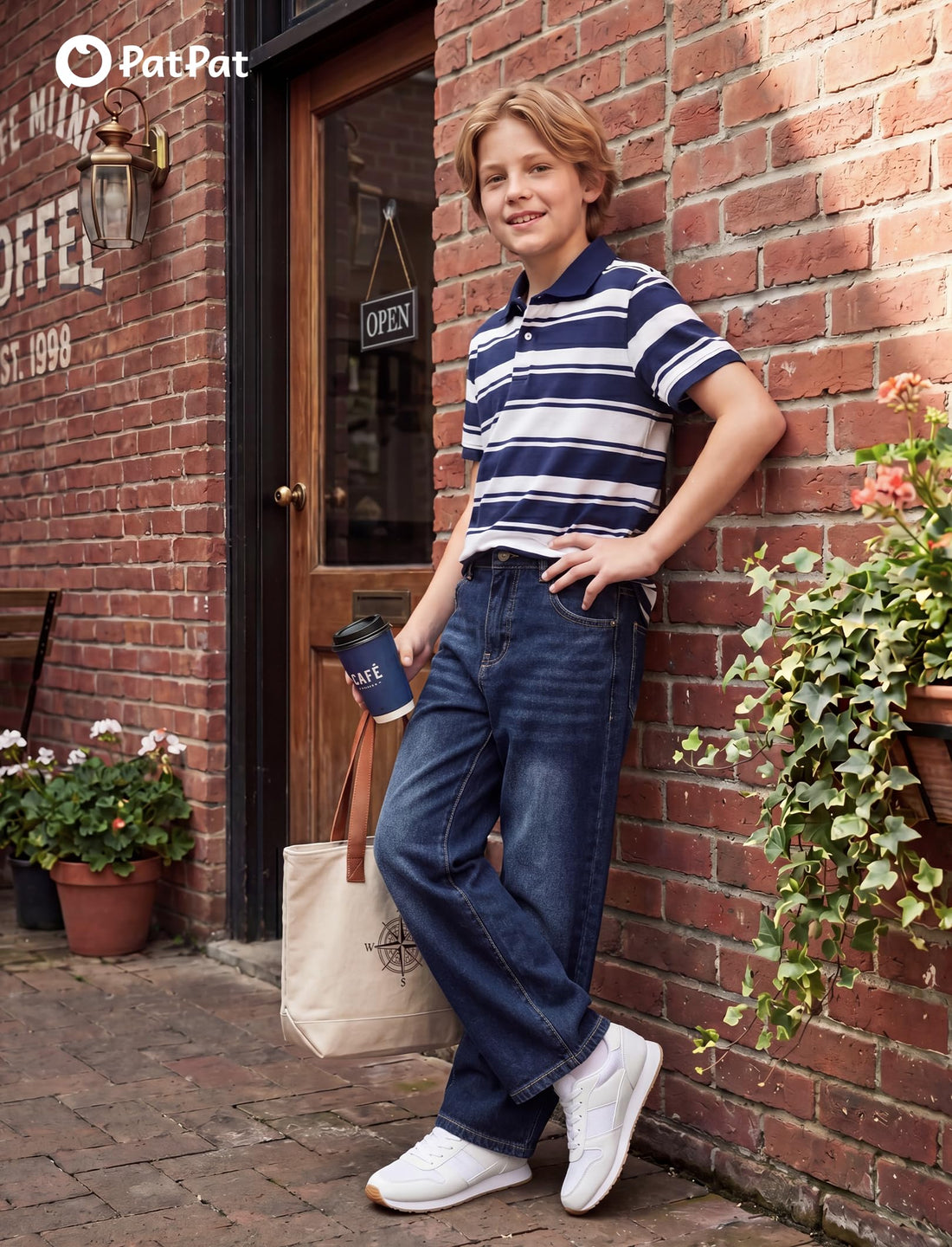 PATPAT Boys Baggy Jeans, Classic Straight Leg Jeans for Boys, 5-14 | Comfort & Breathable Boys' Jeans, Elastic Baggy Pants for Growing Child, School Attire, Outdoor, Gift Giving