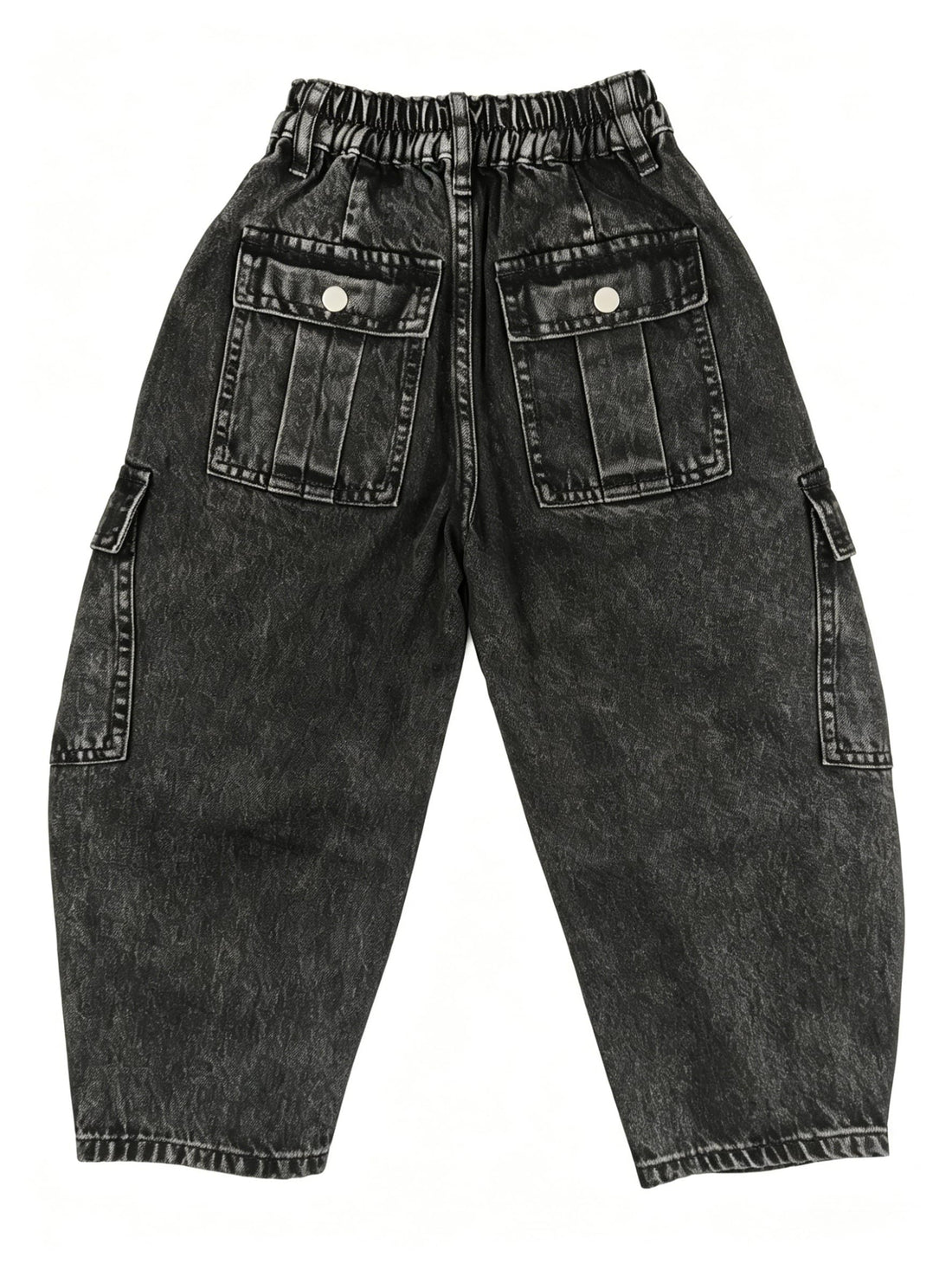 Baggy Jeans for Boys Cargo Jeans, Mid Rise Elastic Waist Multi-Pockets Denim Pants School Streetwear Size 8-12