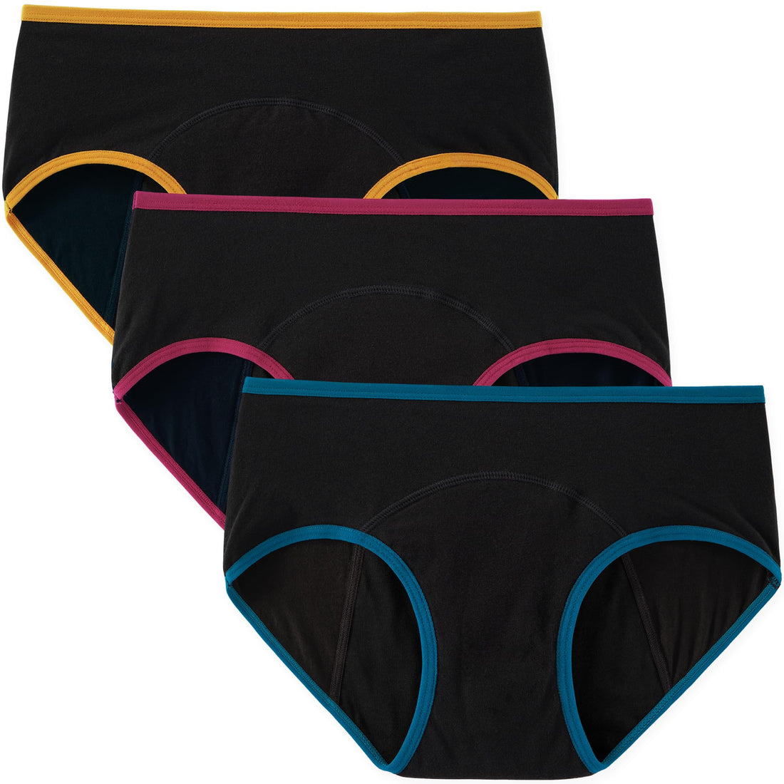 INNERSY Period Underwear for Women Teens Leak-Proof Menstrual Cotton Protective Hipster Panties 3-Pack