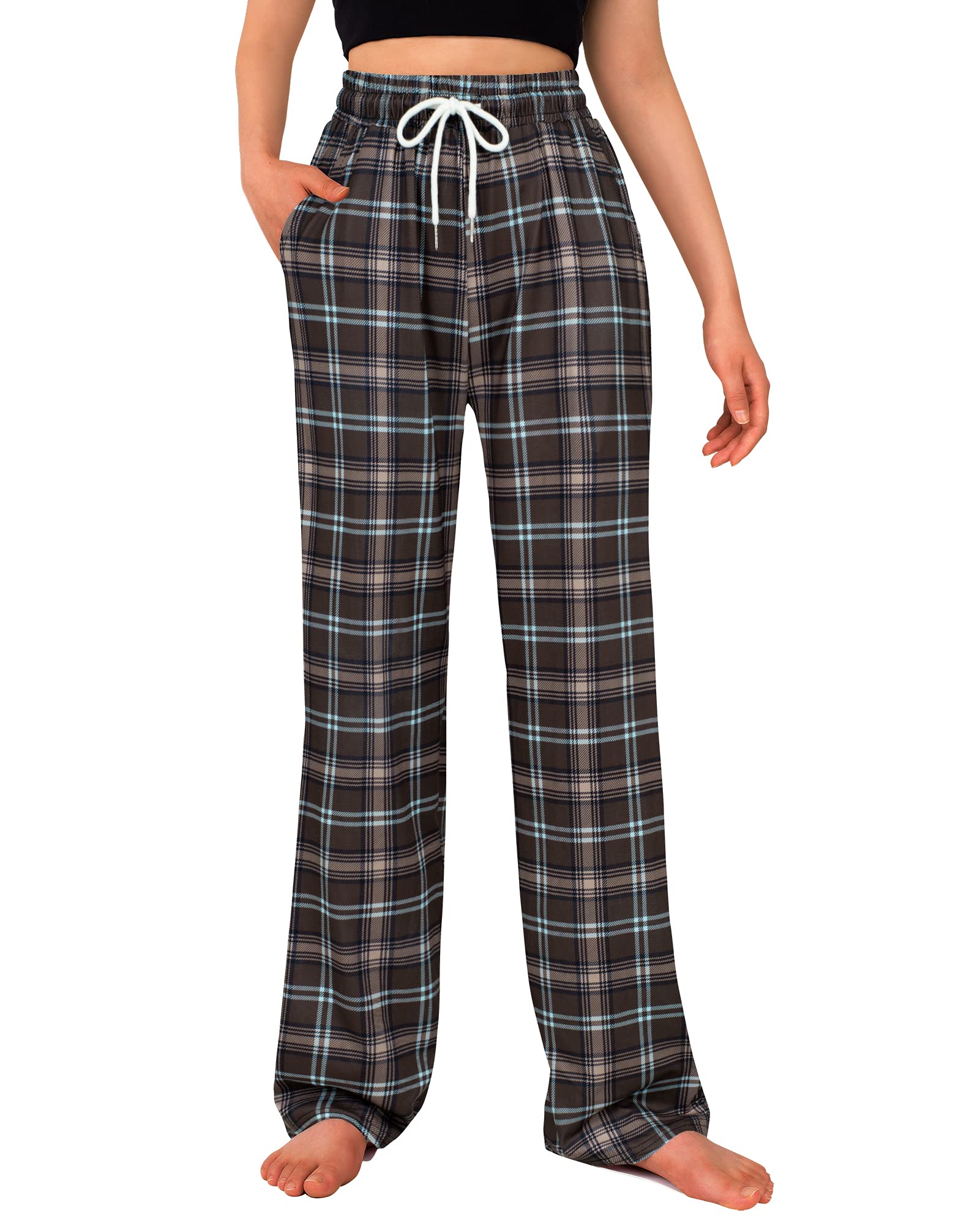 Womens Pajama Pants Plaid Stretch Comfy Lounge Pants Sleep Bottoms Y2K PJ
